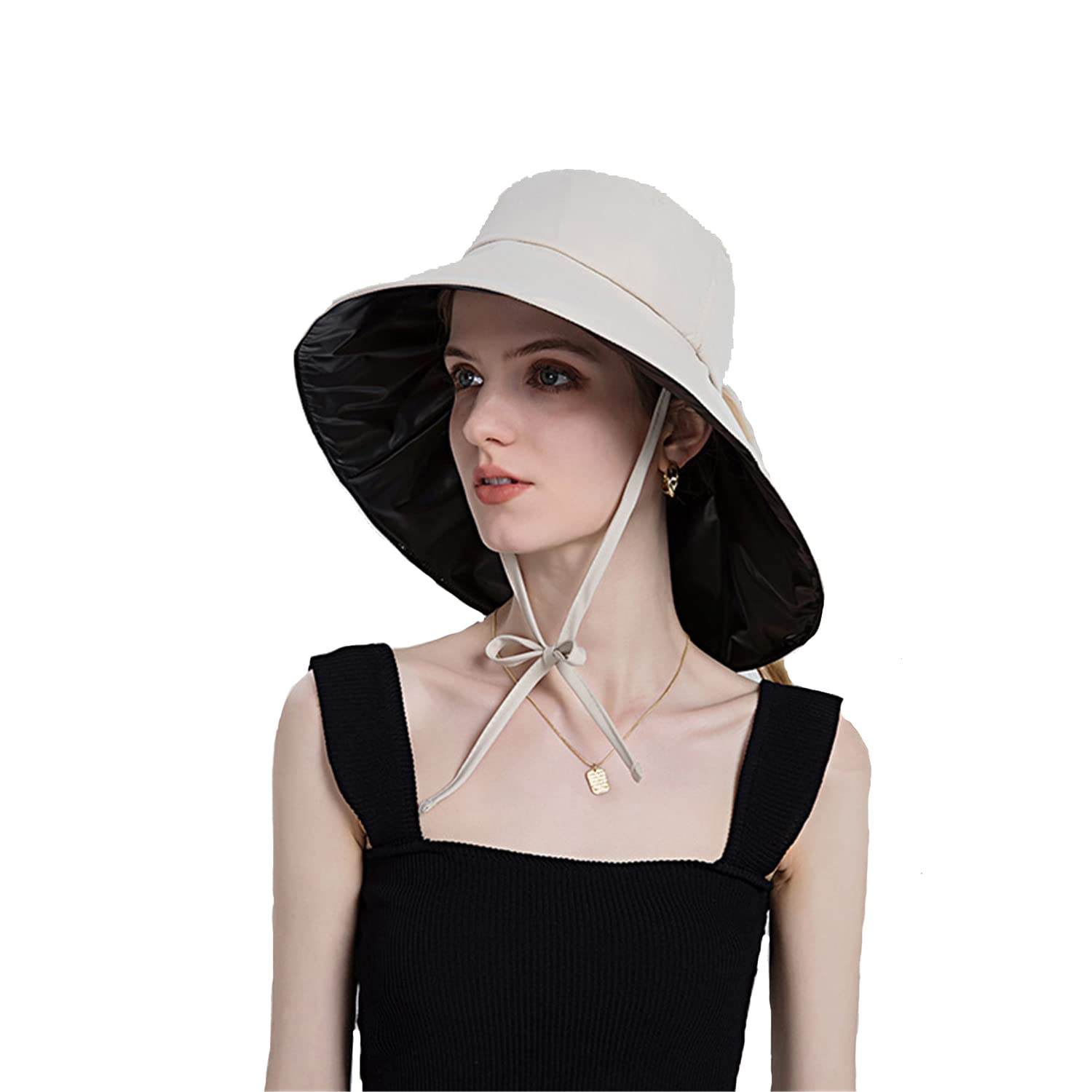 Women's Wide Brim Sun Hat with UPF 50+ UV Protection - Foldable Beach Hat for Outdoor, Travel & Summer Activities - Ponytail Bucket Cap with Sun Protective Coating for Hiking, Gardening & Pool Days