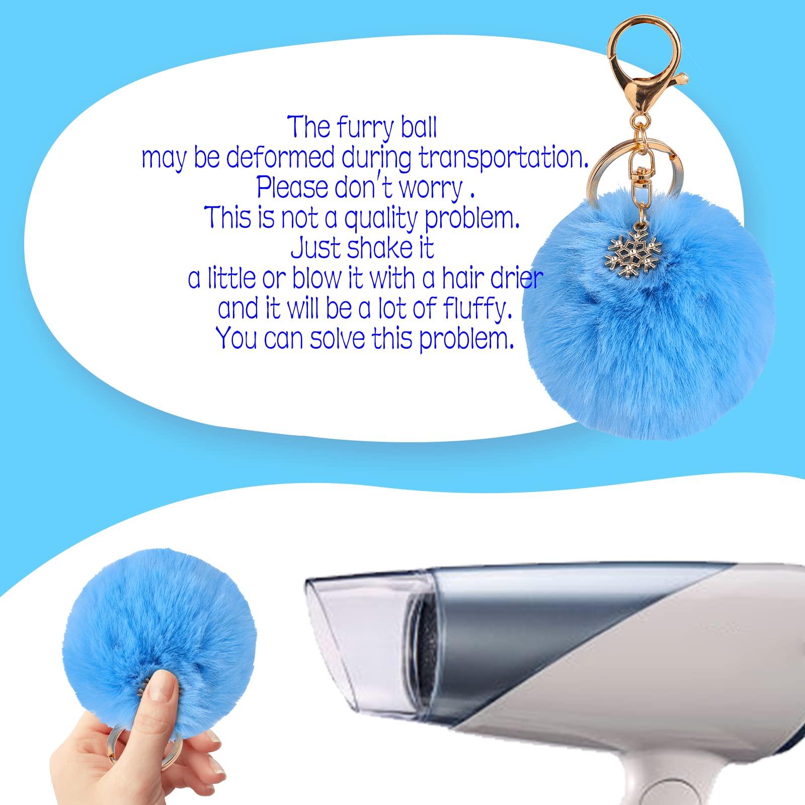 Fluffy Artificial Fur Pom Pom Keychain - Cute Car Keys & Bag Charm Accessory for Women, Girls (Pink, White, Black) - Perfect for Keyrings, Backpacks, Gifts & Everyday Carry