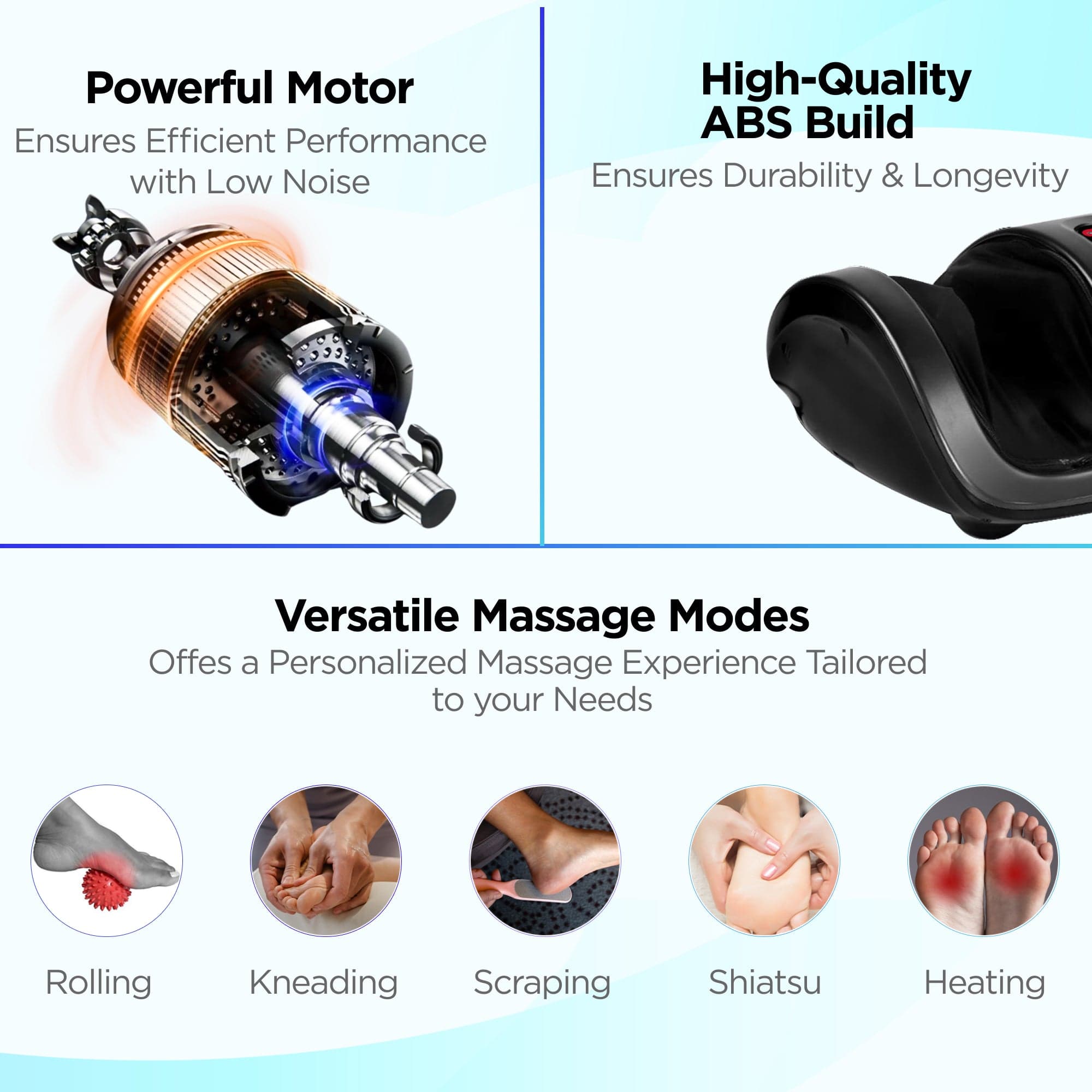 Dr Physio USA Electric Foot Massager with Kneading & Shiatsu Massage - Automatic Pain Relief Machine for Feet with Heat Therapy, Improves Blood Circulation - Perfect for Home Use, Relaxation & Recovery (Black)