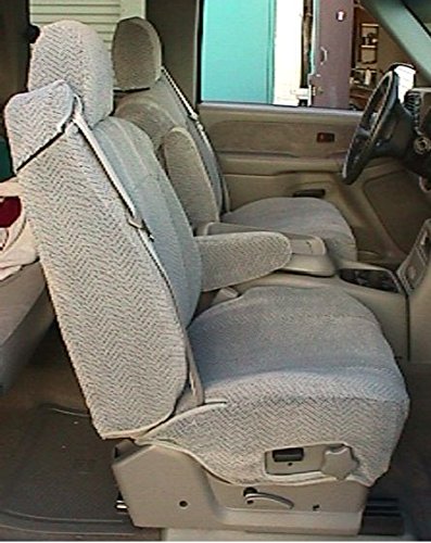 Durafit Custom Seat Covers for 2000-2004 Chevy Truck/Suburban/Tahoe Bucket Seats - Gray Velour Fabric for Electric Front Seats | Perfect Fit Protection for Road Trips & Daily Commutes