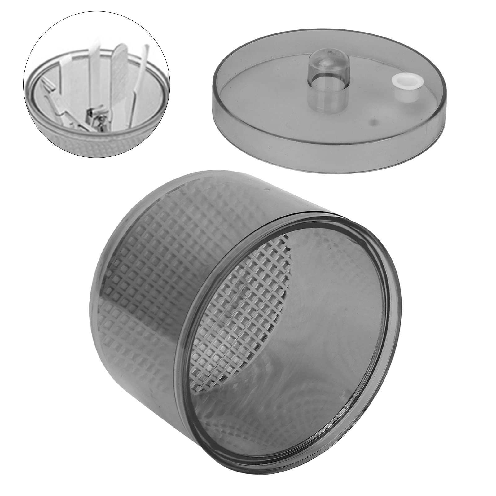 Portable Nail Art Dust Collector Box - Manicure Tools Cleaning Case with Sterilizer Function, Grey Nail Accessories Organizer for Salon & Home Nail Care