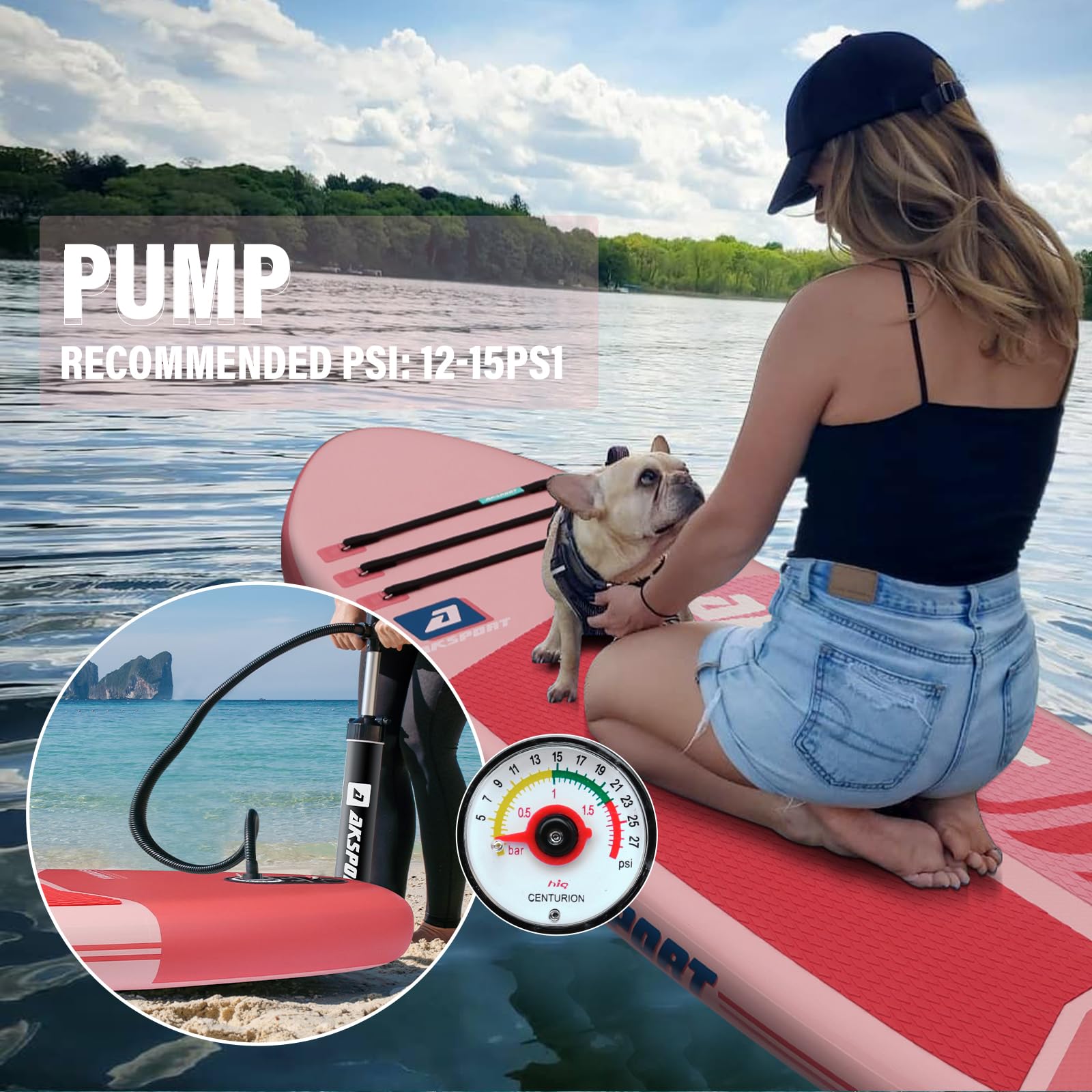 AKSPORT Inflatable Stand Up Paddle Board - Premium SUP Board with Paddle, Pump & Accessories for Adults & Youth | Perfect for Lakes, Rivers & Ocean Recreation