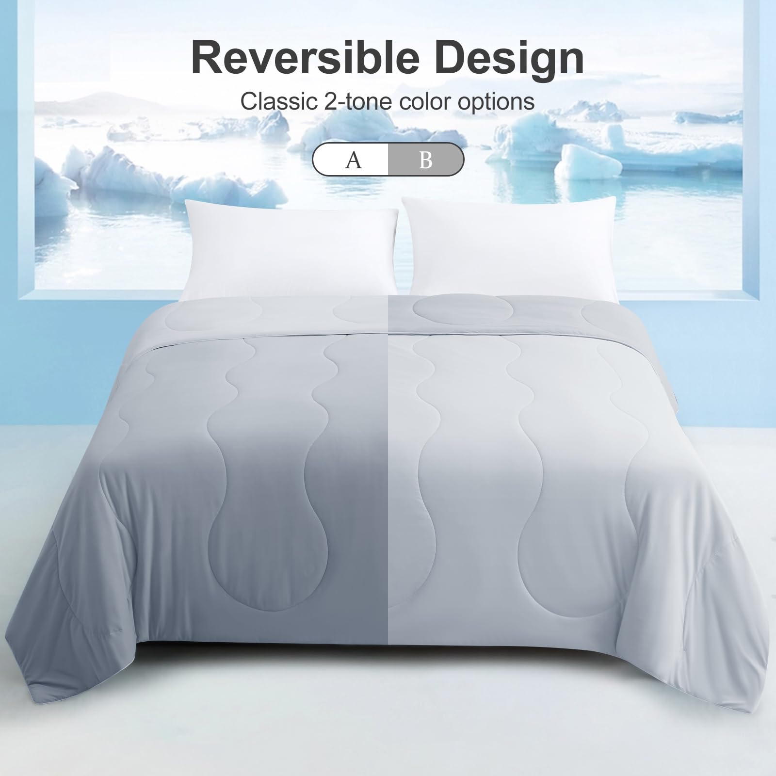 EASELAND Quick Cooling Comforter King/Cali King - Summer Ice Blanket for Hot Sleepers | All Night Cooling, Lightweight & Breathable | Perfect for Night Sweats & Hot Sleepers | Cool Gray (108x90in) | Ideal for Summer Nights, Air-Conditioned Rooms & Temperature Regulation