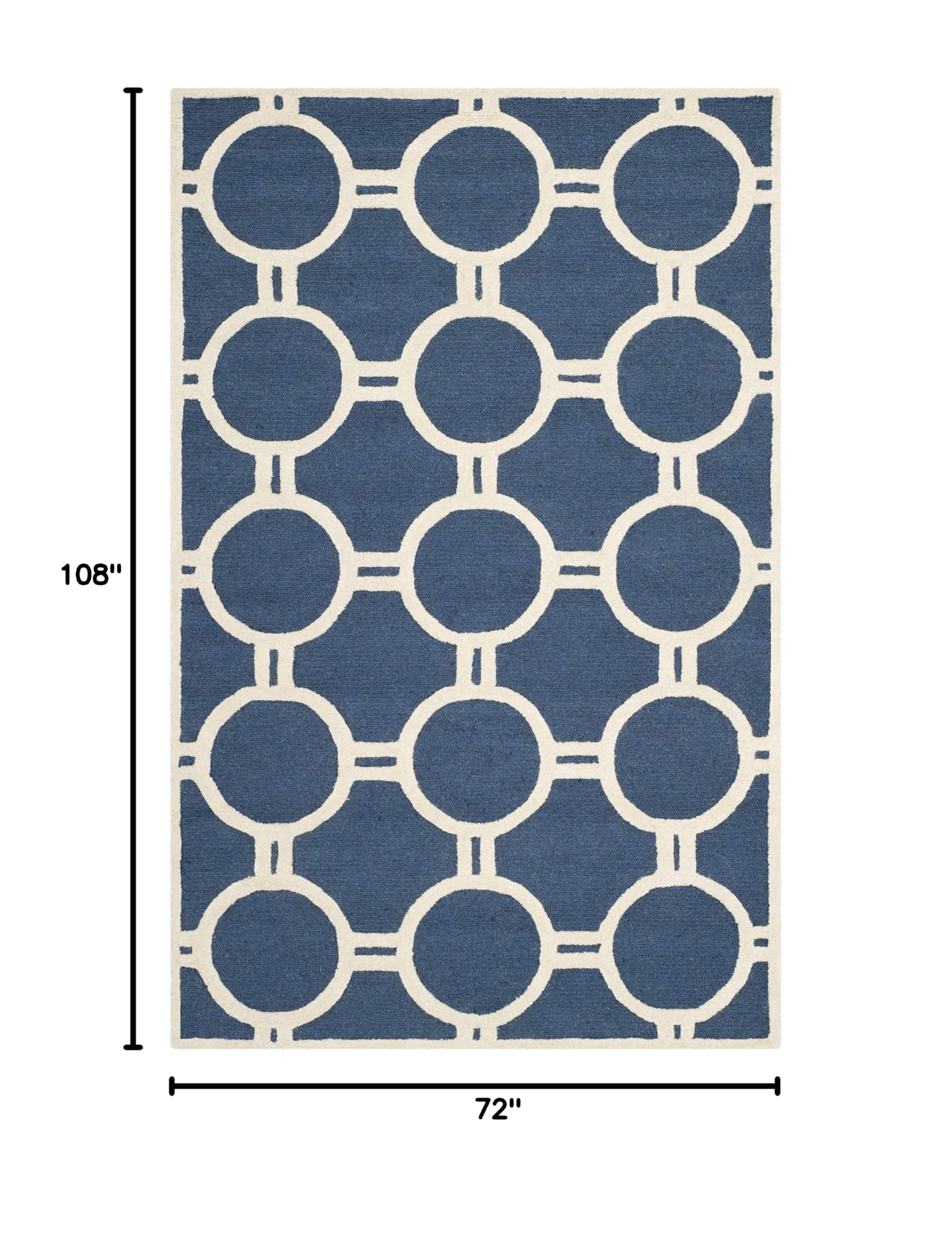 SAFAVIEH Cambridge Collection 6' x 9' Navy Blue/Ivory Handmade Moroccan Wool Area Rug - Premium Living Room & Bedroom Carpet for Home Decor