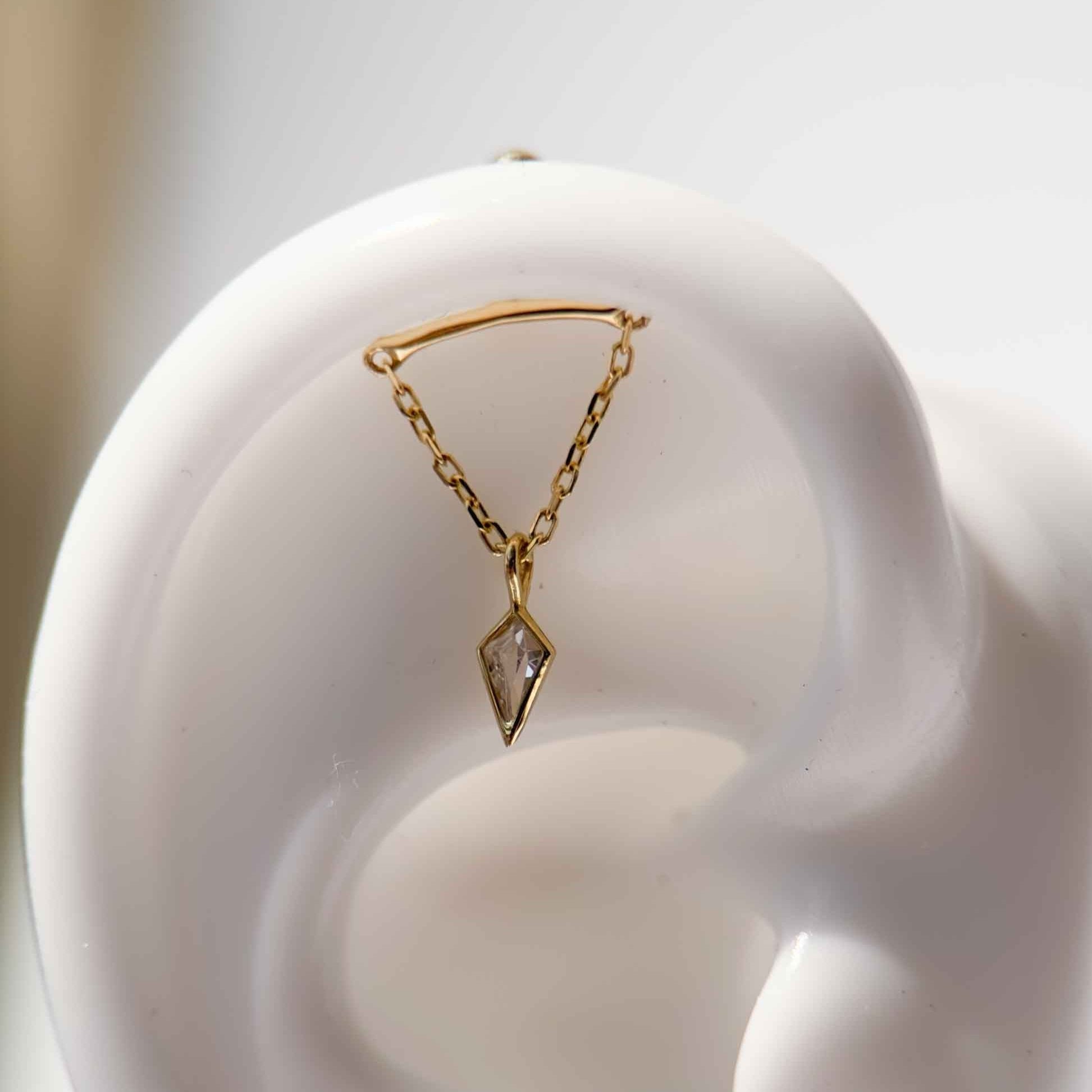 14K Solid Yellow Gold Kite Cut Gemstone Draped Threader Stud Earrings - Elegant Jewelry for Parties, Weddings & Special Occasions