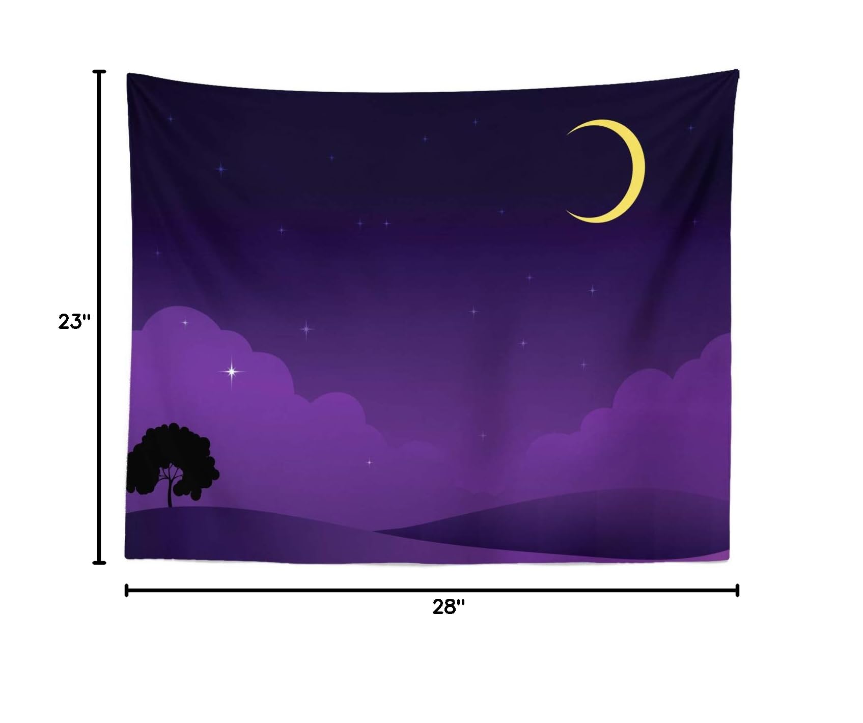 Ambesonne Dark Purple Tapestry - Night Sky with Stars and Moon Fabric Wall Hanging Decor for Bedroom, Living Room & Dorm (28x23 Inches, Indigo Cream) - Perfect for Boho Home Decor, Meditation Spaces & Cozy Room Makeovers
