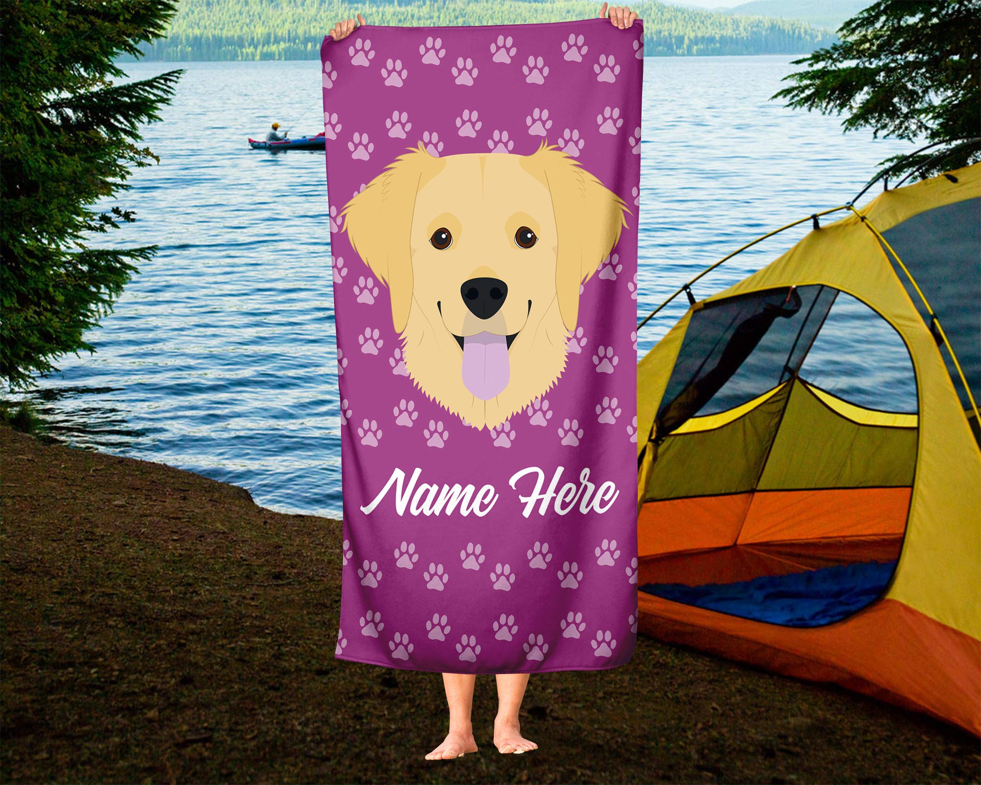 Custom Golden Retriever Beach & Bath Towels - Large & Medium Sizes - Personalized Dog Lover Towels for Travel, Pool, Spa, Gym & Home Use - Soft & Absorbent for Adults & Kids