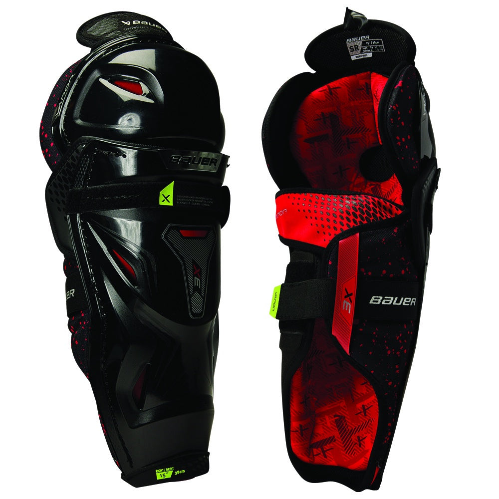 Bauer Vapor 3X Intermediate Ice Hockey Shin Guards - Protective Gear for Youth & Adult Hockey Players - Perfect for Games, Practices & Training Sessions