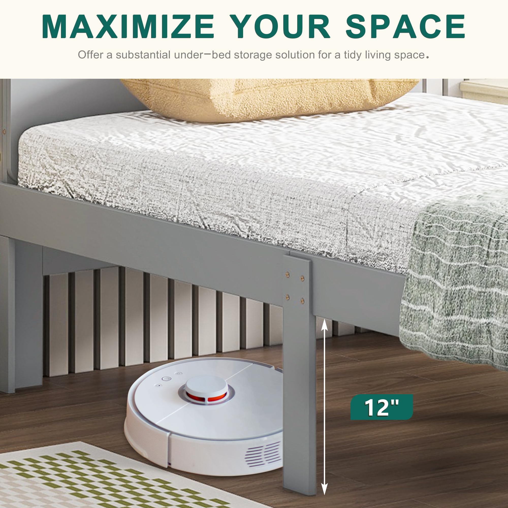 Dolonm Twin Bed Frame with Storage for Kids - Sturdy Pine Wood, No Box Spring Needed, Perfect for Small Bedrooms