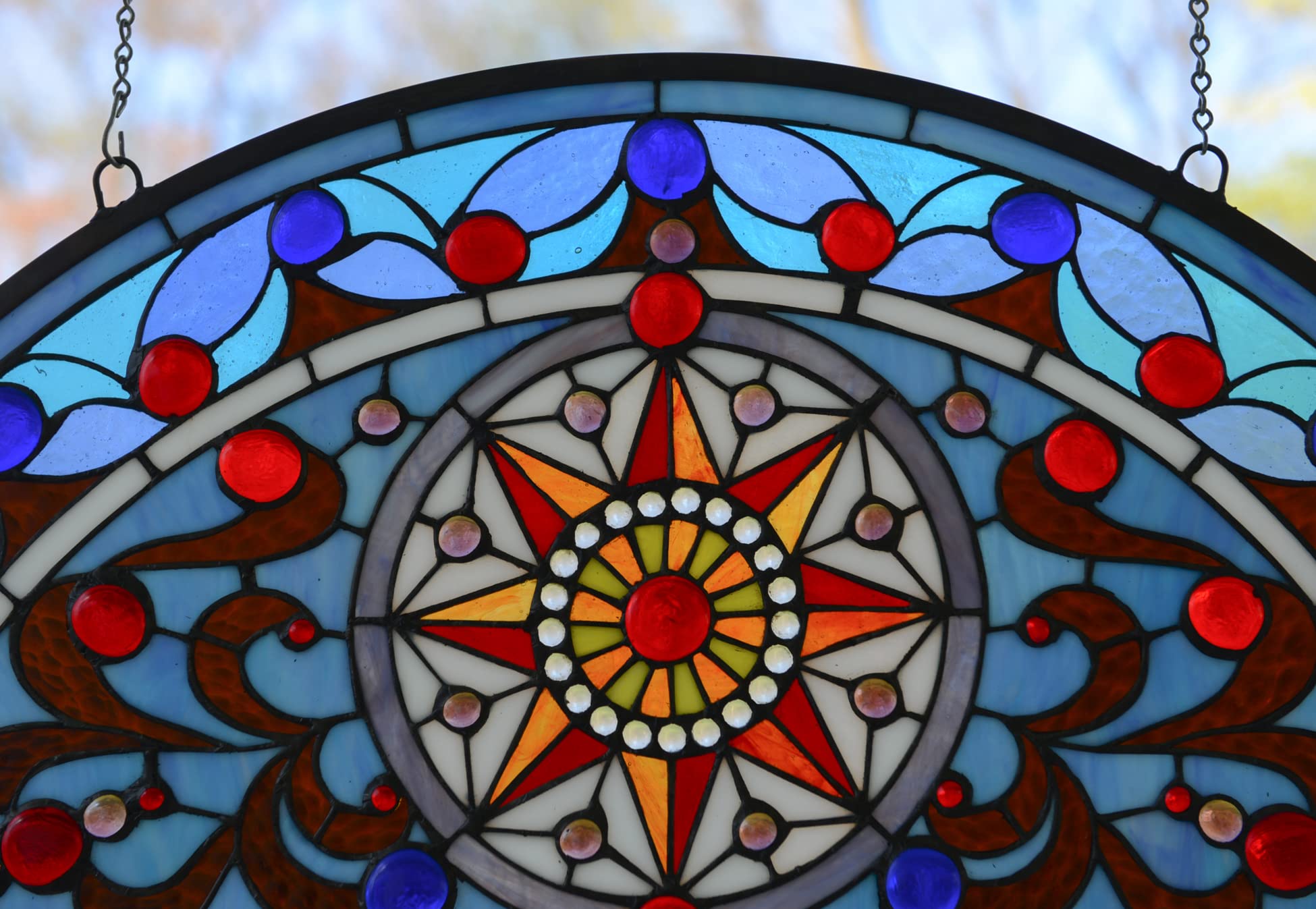 Handmade Stained Glass Hanging Window Panel - 34