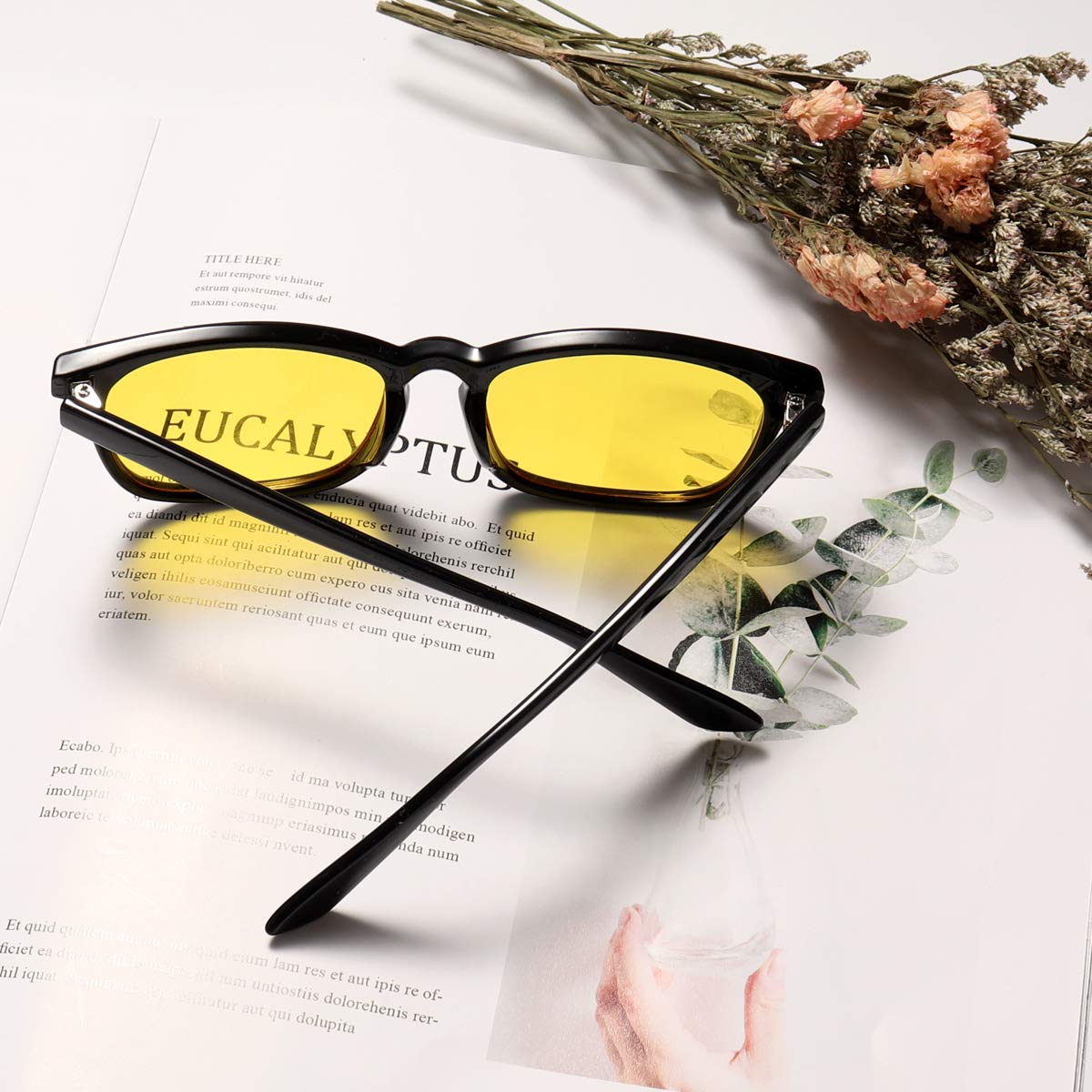 Retro Computer Glasses for Men & Women - Anti Blue Light, Anti Eye Fatigue Gaming Glasses with Yellow Lens (Black) - Perfect for Gaming, Working & Reading