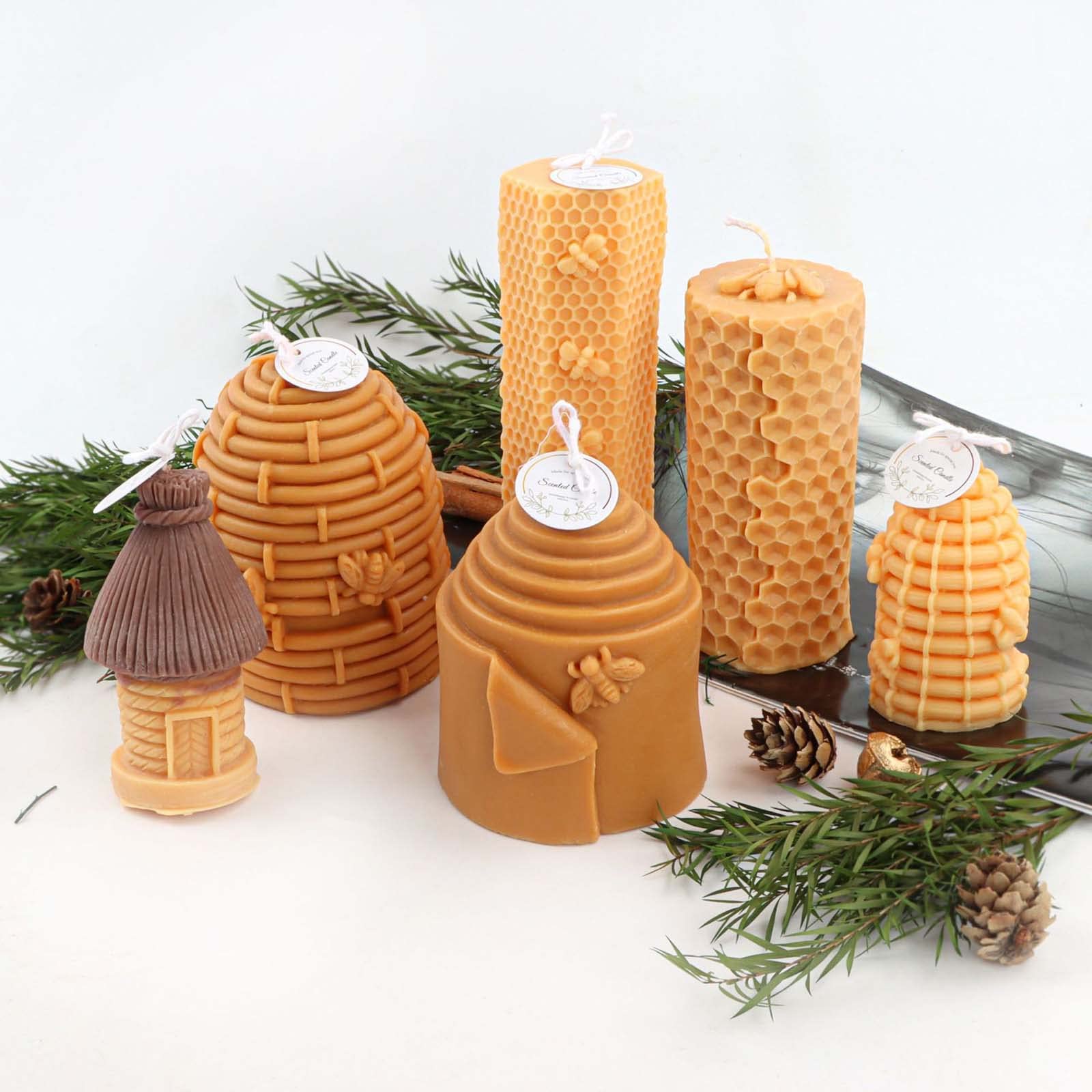 Grainrain 3D Bee Candle Molds - Honeycomb Silicone Soap & Wax Molds for DIY Candle Making (SXY034) - Perfect for Beeswax Candles, Soap Bars, and Home Decor Crafts