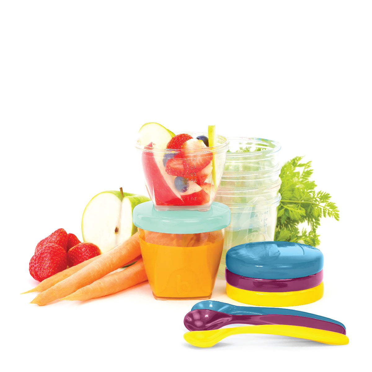 Babymoov Baby Food Storage Containers Set (3 x 120ml + 3 x 180ml + 6 x 250ml + 3 Feeding Spoons) – BPA-Free, Microwave & Freezer Safe for Infant Meal Prep & On-the-Go Feeding