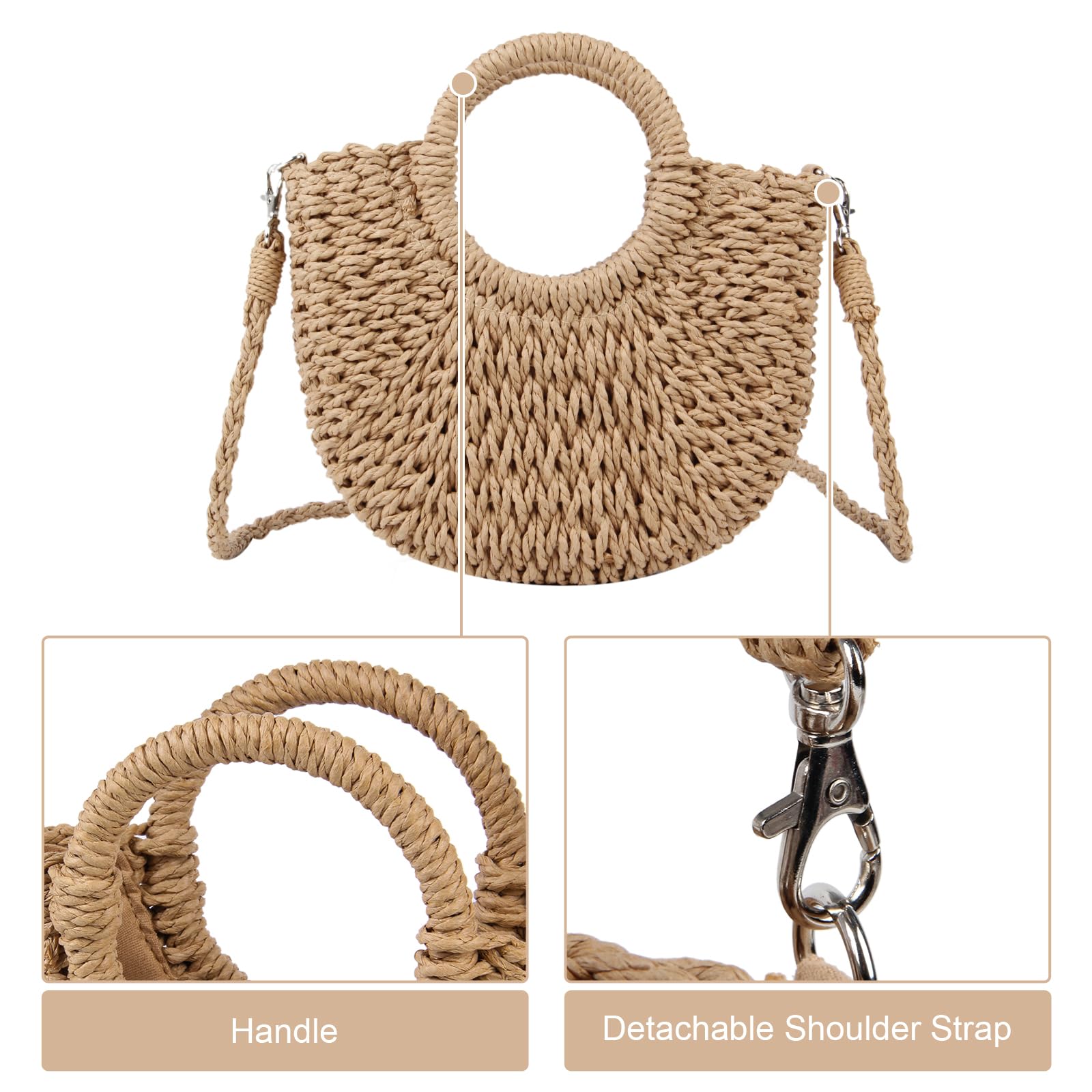 Stylish Woven Straw Tote Bag for Women - Summer Beach Crossbody Purse with Top Handle - Perfect for Vacation, Picnic, and Outdoor Activities
