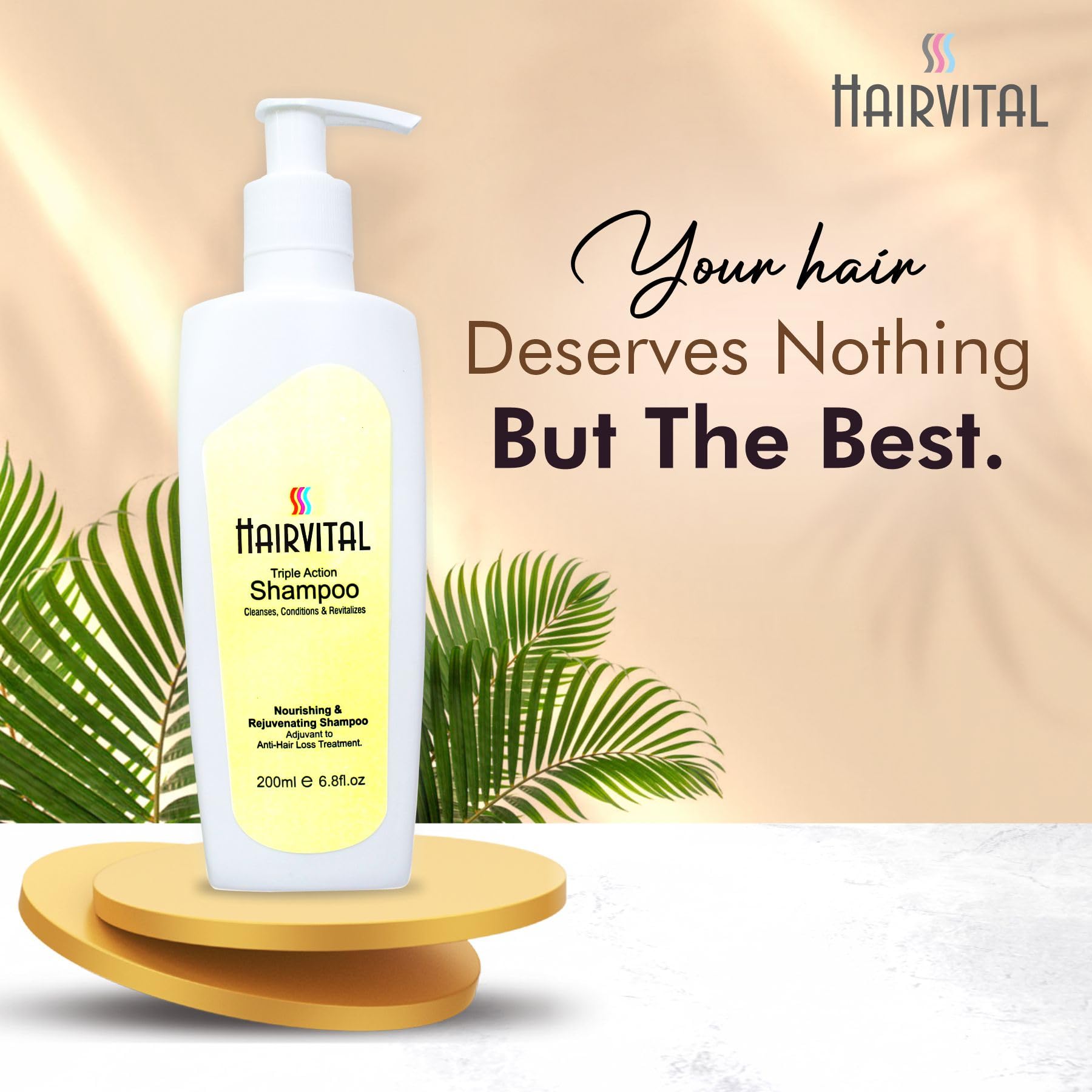 Hairvital Triple Action Shampoo with Aloe Vera, Jojoba Oil & Vitamin E - 200ml | Nourishing & Hydrating for Dry, Damaged Hair | Daily Use for Soft, Shiny & Healthy Hair