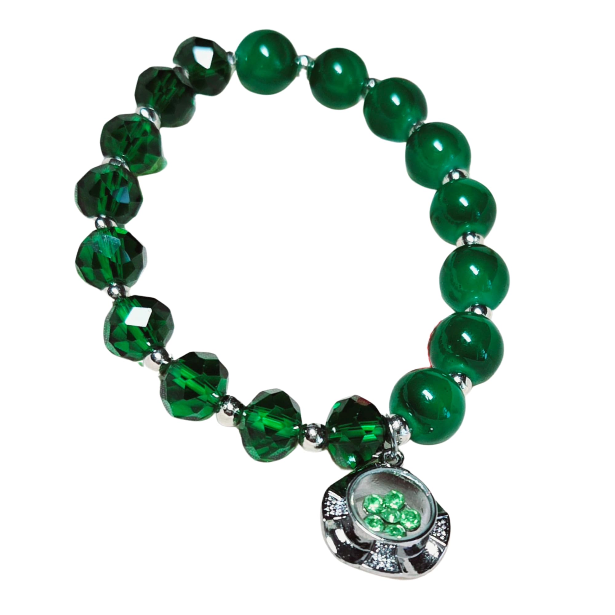 Emerald Green May Birthstone Bracelet for Women - Glass Beaded Charm Bracelet - Birthday & Christmas Jewelry Gift - Perfect for Mother's Day, Anniversaries & Special Occasions