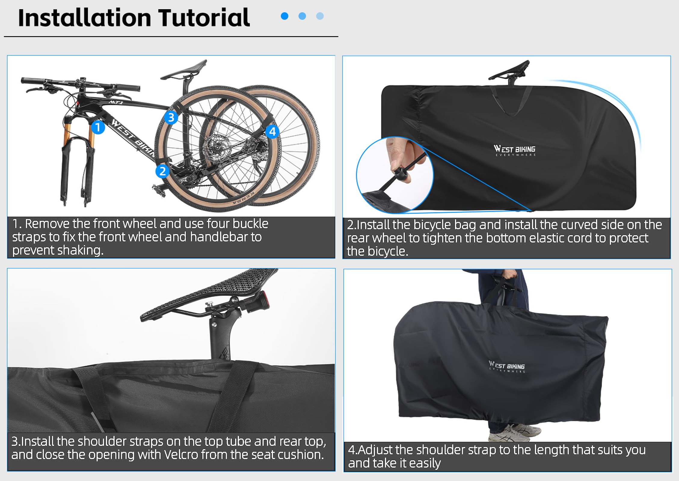 CamGo Foldable Bike Travel Bag - Durable Bicycle Carrier Case for 27.5 Inch Bikes - Waterproof Cycling Transport Bag for Outdoor Adventures, Commuting & Air Travel (Black)