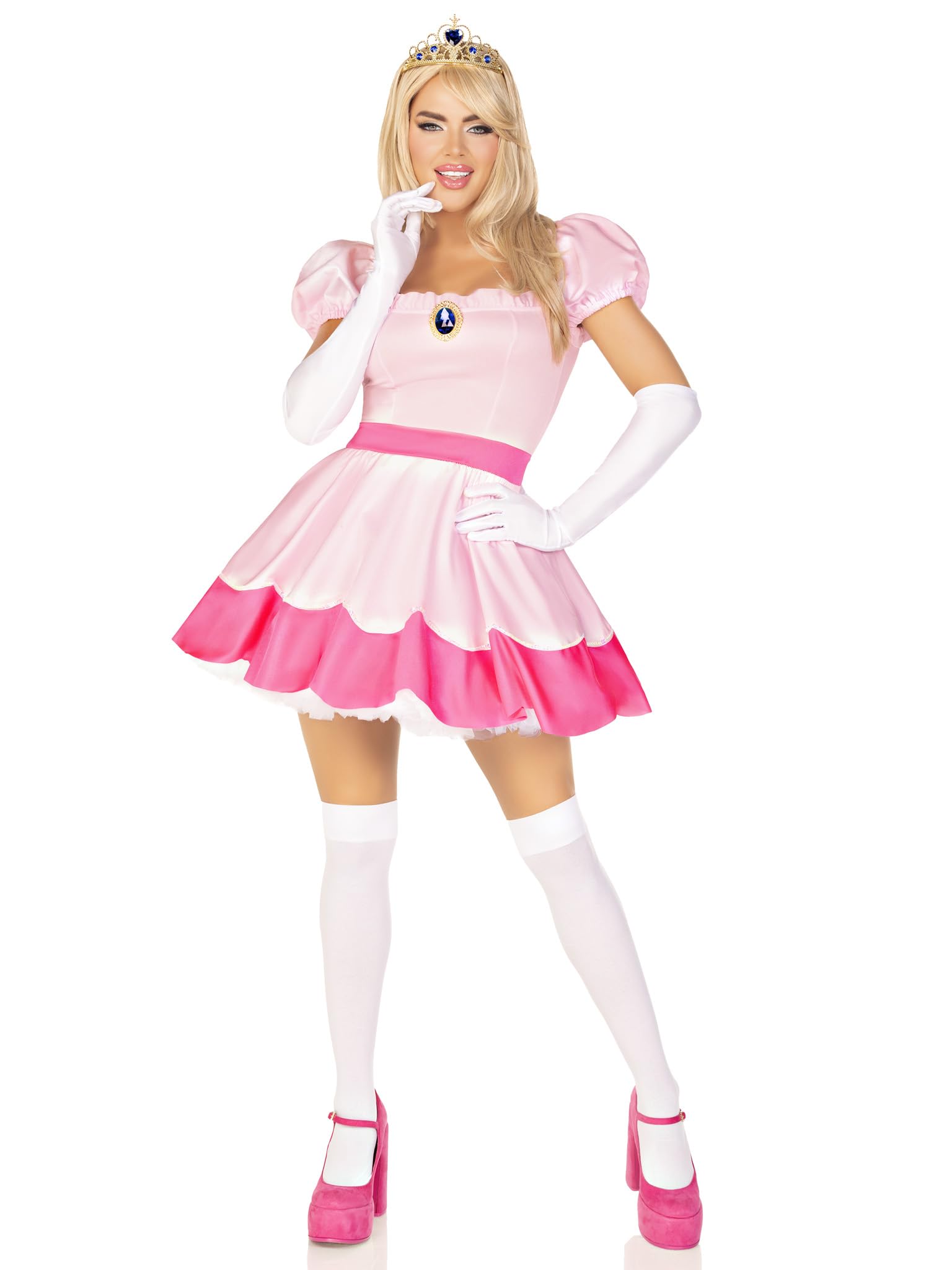Leg Avenue Women's 3-Piece Pink Princess Costume Set with Jeweled Dress, Crown & Gloves - Perfect for Halloween, Cosplay, Birthday Parties & Dress-Up Play