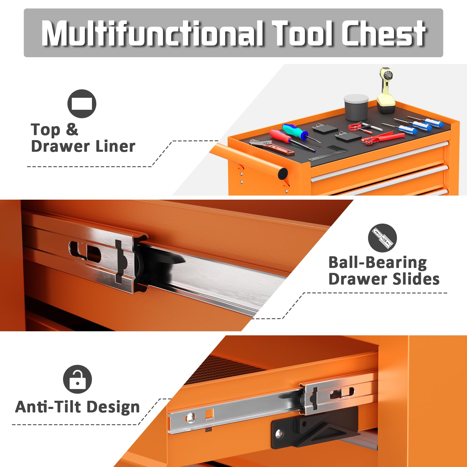 Heavy Duty 4-Drawer Rolling Tool Chest with Wheels - Metal Tool Storage Cabinet with Drawer Liners & Lockable Cart for Garage, Workshop, Auto Repair - Perfect for Mechanics, DIY Enthusiasts & Professional Technicians