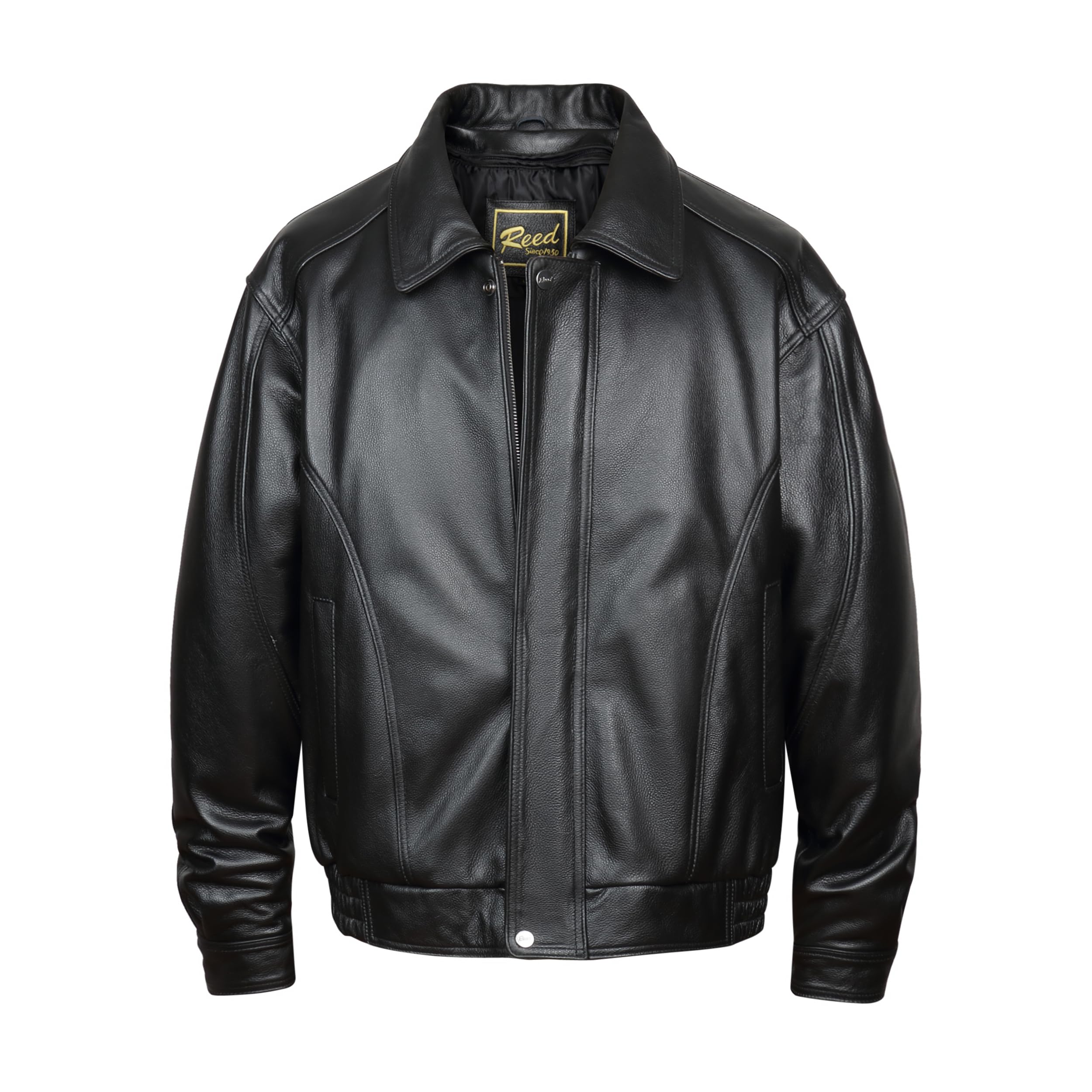 REED Men's American Style Bomber Jacket - Genuine Leather, Classic Aviator Coat for Casual Wear & Outdoor Adventures