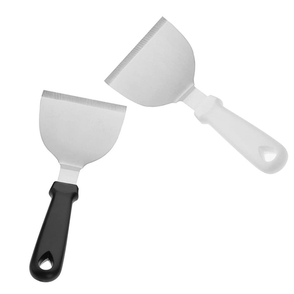 UPKOCH 2-Piece Stainless Steel Spatula Set - Metal Dough Scraper & Griddle Spatula with Ergonomic Plastic Handle for Pancakes, Pizza, Baking & Cooking - Perfect Kitchen Tools for Home Chefs & Bakers