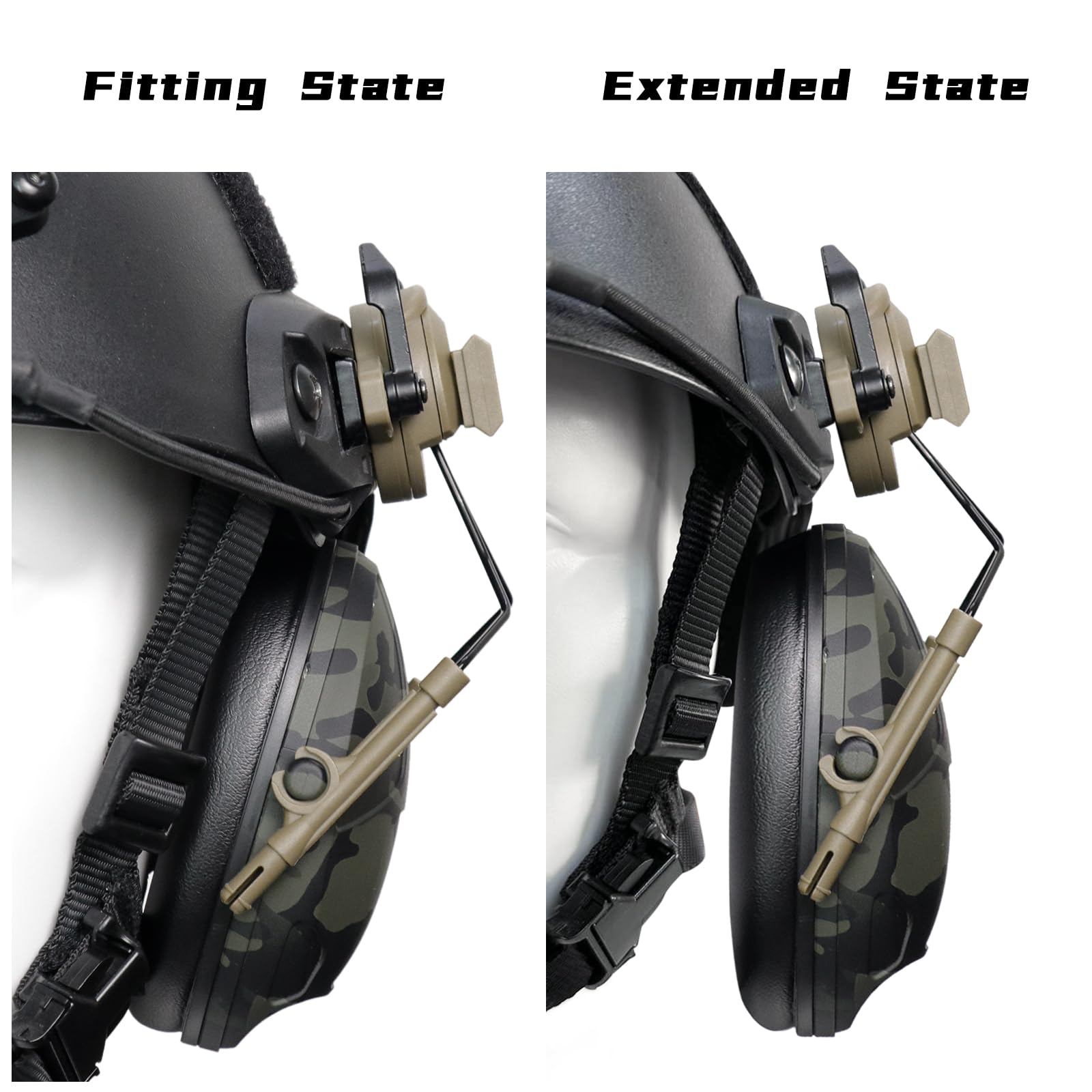 Tactical Helmet Rail Headset Adapter - Fast ARC Rail System for Airsoft Ear Protection | Helmet Mount Bracket for Military, Shooting & Outdoor Activities
