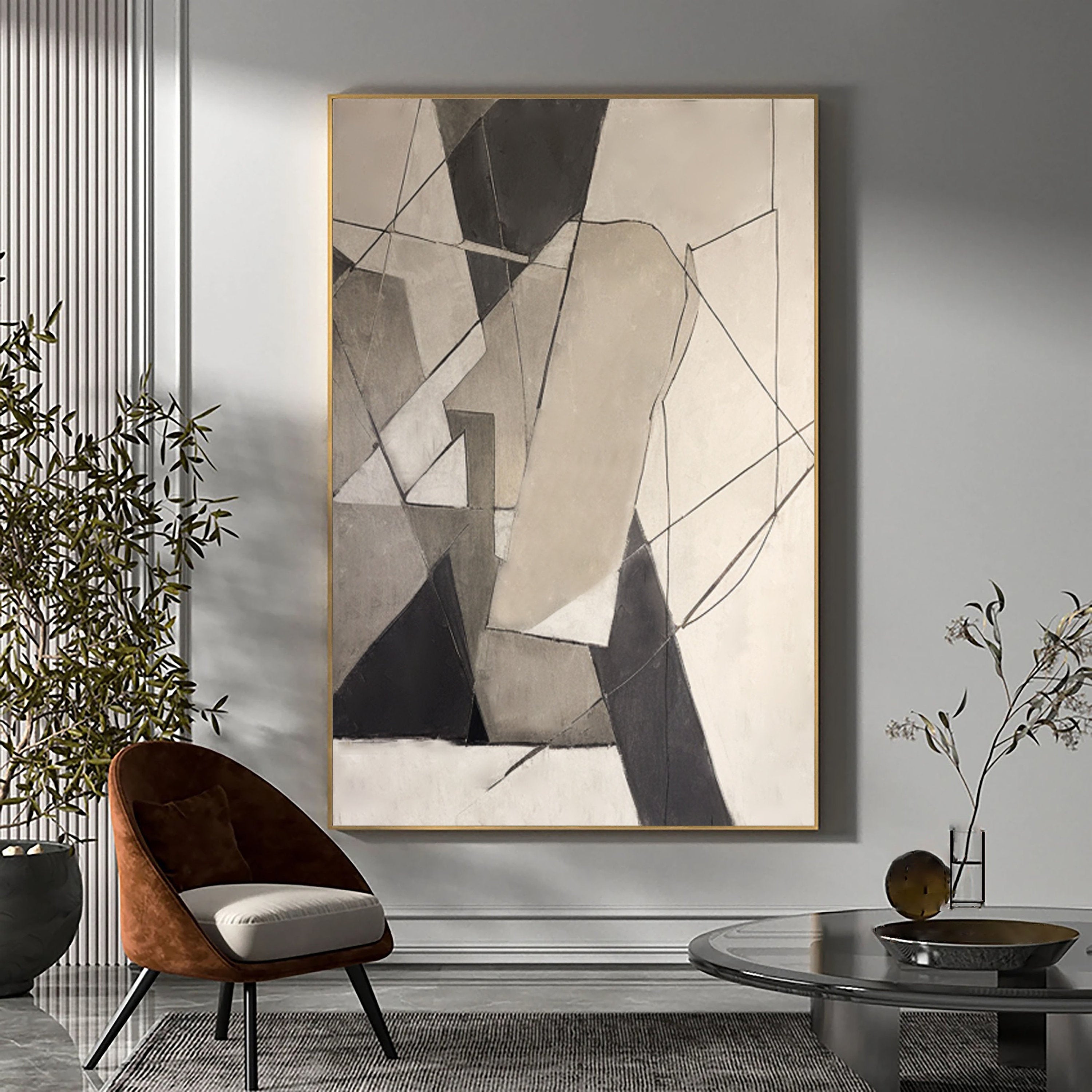 Beige & Brown Abstract Wall Art Print #BB031 - Modern Home Decor for Living Room, Bedroom & Office