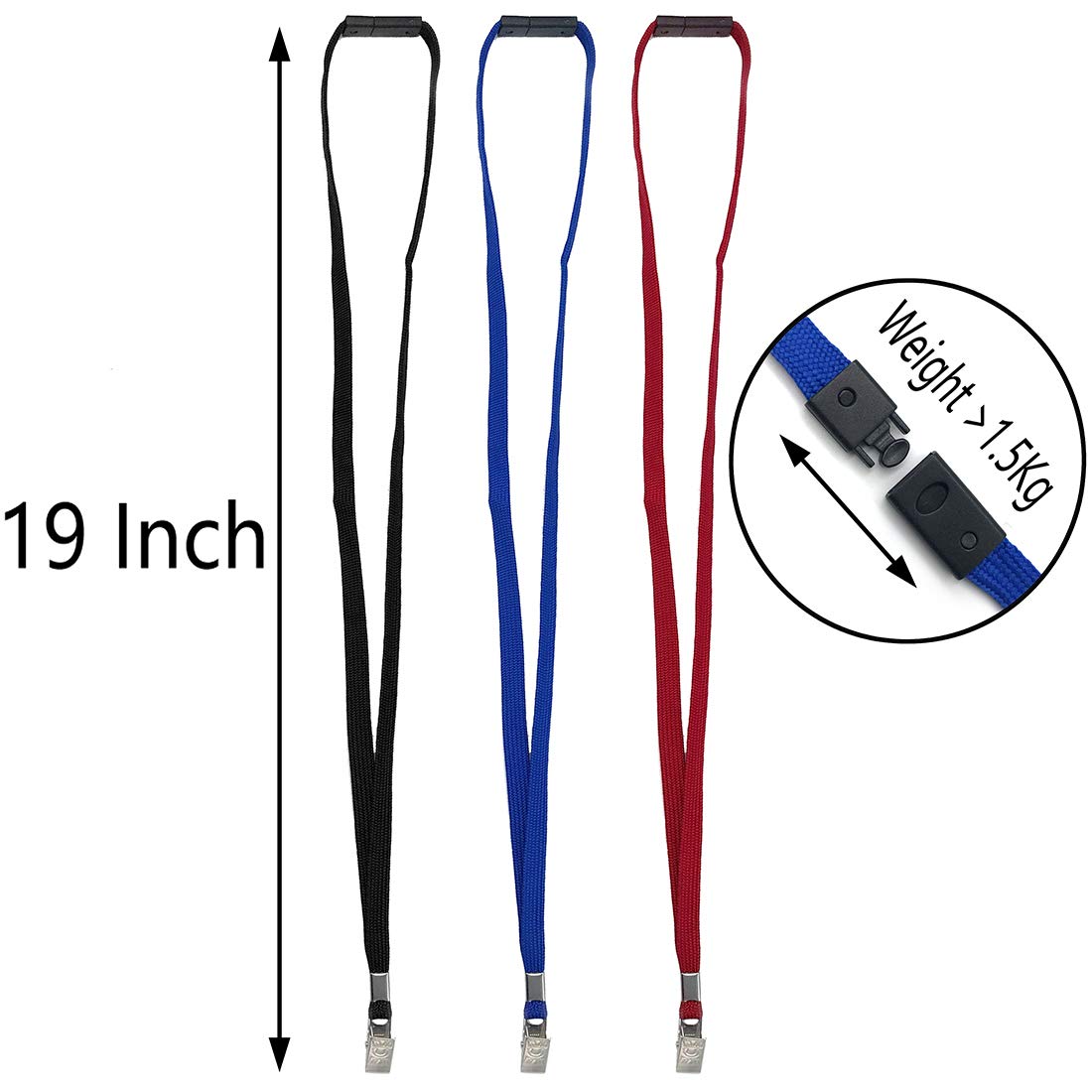 Breakaway Safety Lanyards - 25 PCS Red Badge Lanyards with Bulldog Clip for Work & Events