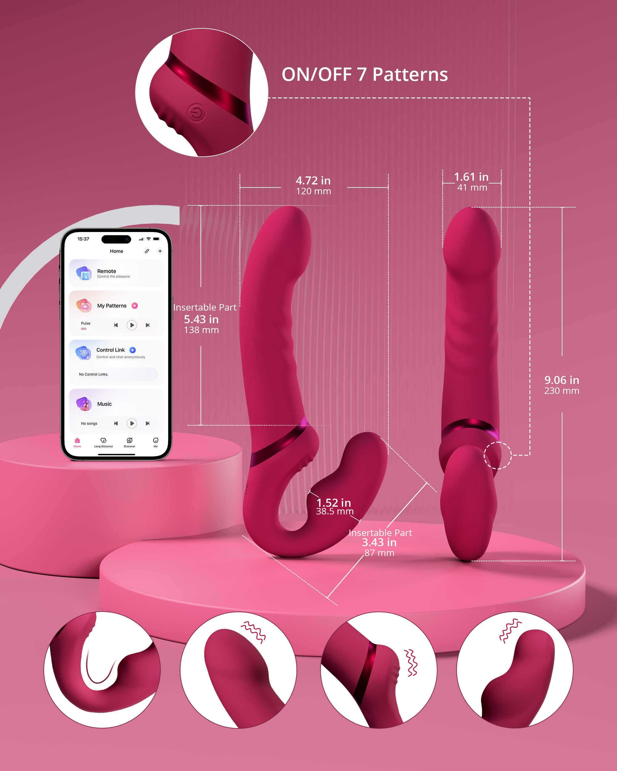 LOVENSE Lapis Strapless Strap-On Dildo - Double-Ended G-Spot Vibrator with Flexible Bulb & Remote Control - Vibrating Butt Plug & Clitoral Stimulator for Women & Lesbian Couples - Perfect for Couples Play, Solo Use & Long Distance Relationships