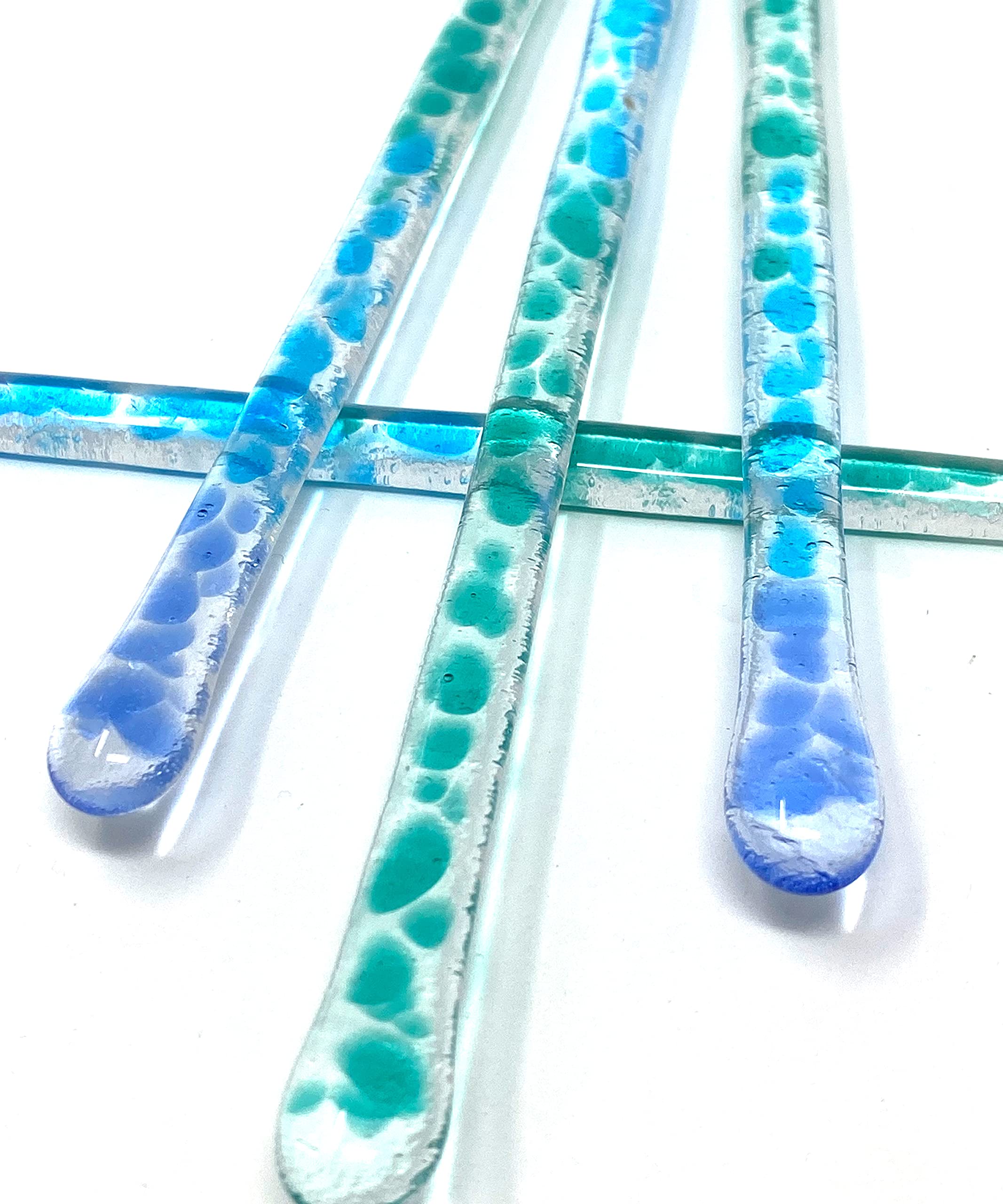 Handmade Costa Rican Sea Glass Stirrer Sticks - Set of 4 (7.25 Inch) - Perfect for Cocktails, Coffee, Tea & Hot Chocolate - Gift Box Included - Ideal for Bars, Cafes, Home Use & Party Favors