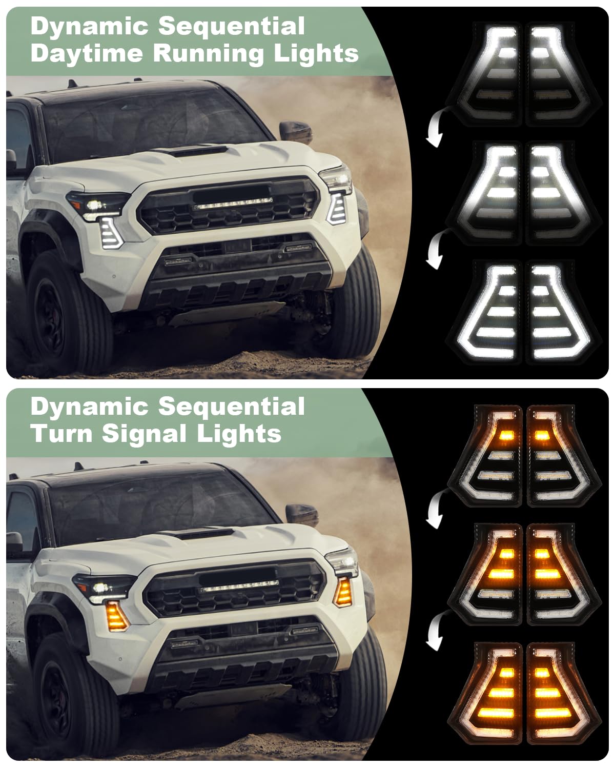 2024-2025 Toyota Tacoma LED Fog Lights Kit - C-Shaped DRL Daytime Running Lights with Amber Turn Signal - Waterproof & Durable Fog Lamps for Off-Road & Night Driving - Tacoma Truck Accessories