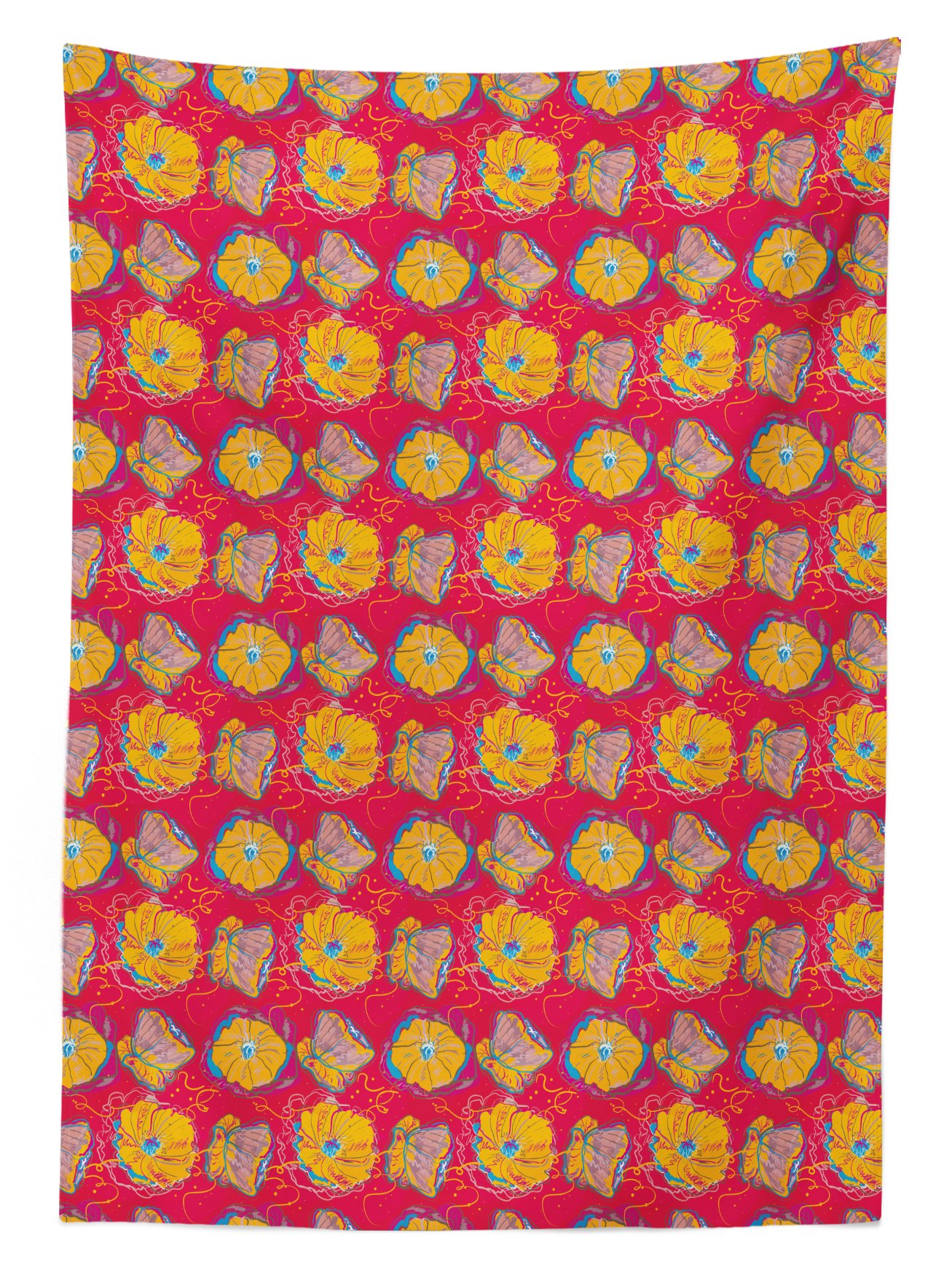 Ambesonne Poppy Flower Waterproof Outdoor Tablecloth - 58
