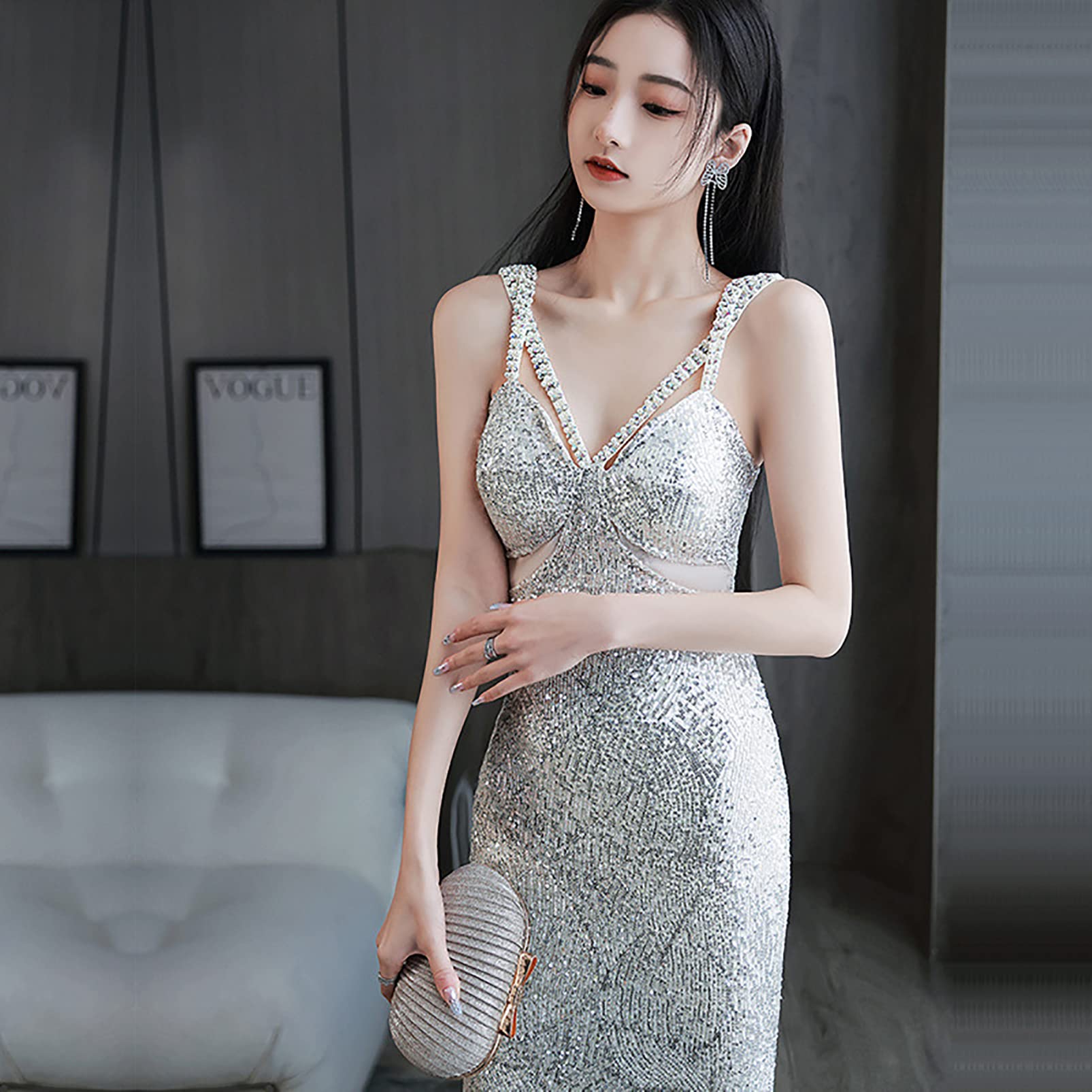 Women's Summer Dresses - Flowy Split Sundress with Adjustable Belt, Elegant Sleeveless Cocktail & Wedding Mermaid Gown for Evening Parties, Beach Vacations & Special Occasions