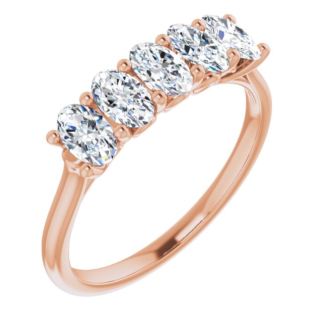 1.05 Carat Oval Cut Diamond Wedding Band - 5 Stone Anniversary Ring for Women - Elegant Bridal Jewelry & Gift for Wife, Fiancée, or Girlfriend - Perfect for Engagement, Proposal, or Special Occasions