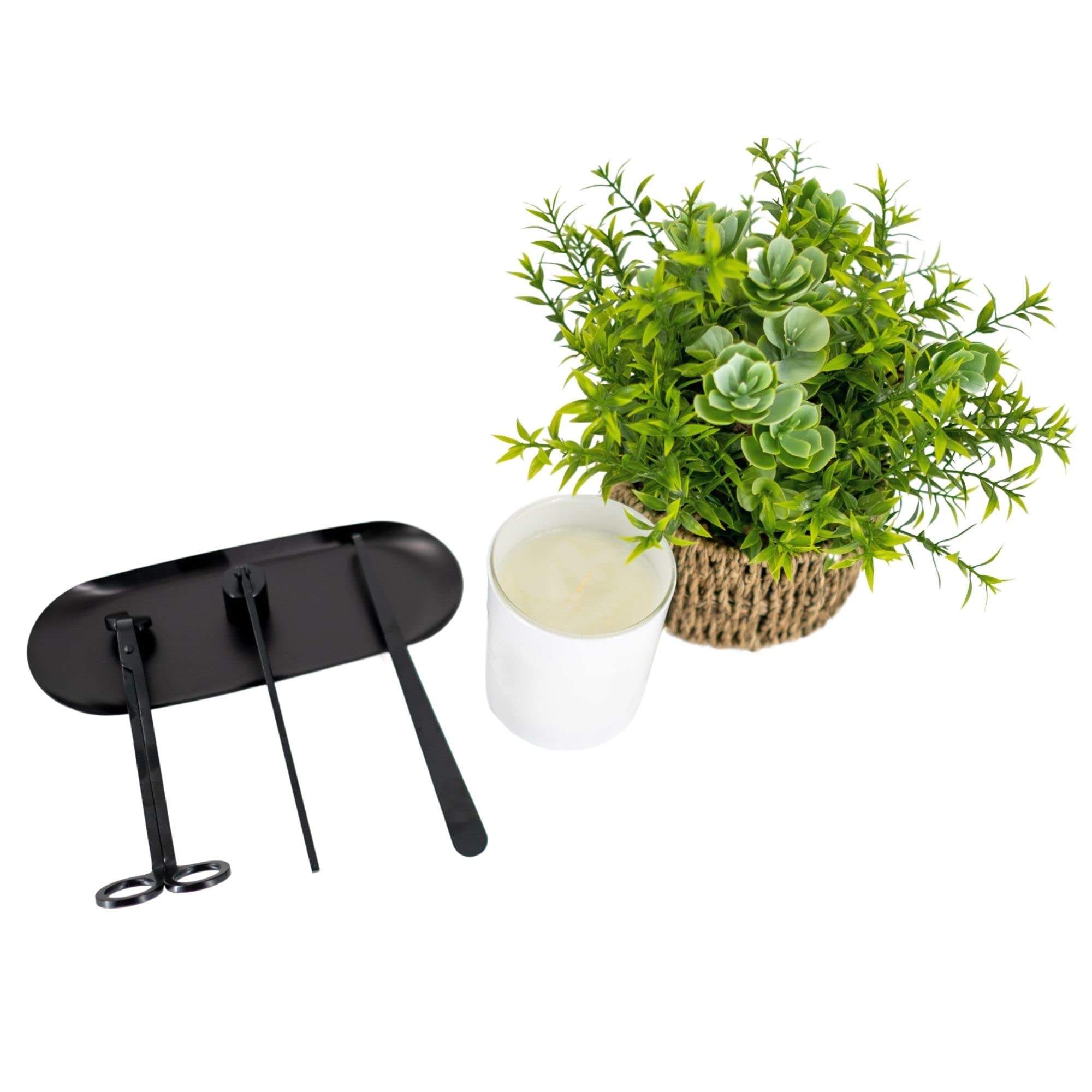 Premium 4-Piece Candle Care Set - Stainless Steel Wick Trimmer, Dipper, Snuffer & Tray - Matte Black Handmade Candle Accessories for Home Decor & Relaxation - Perfect for Spa Nights, Romantic Dinners & Meditation Spaces