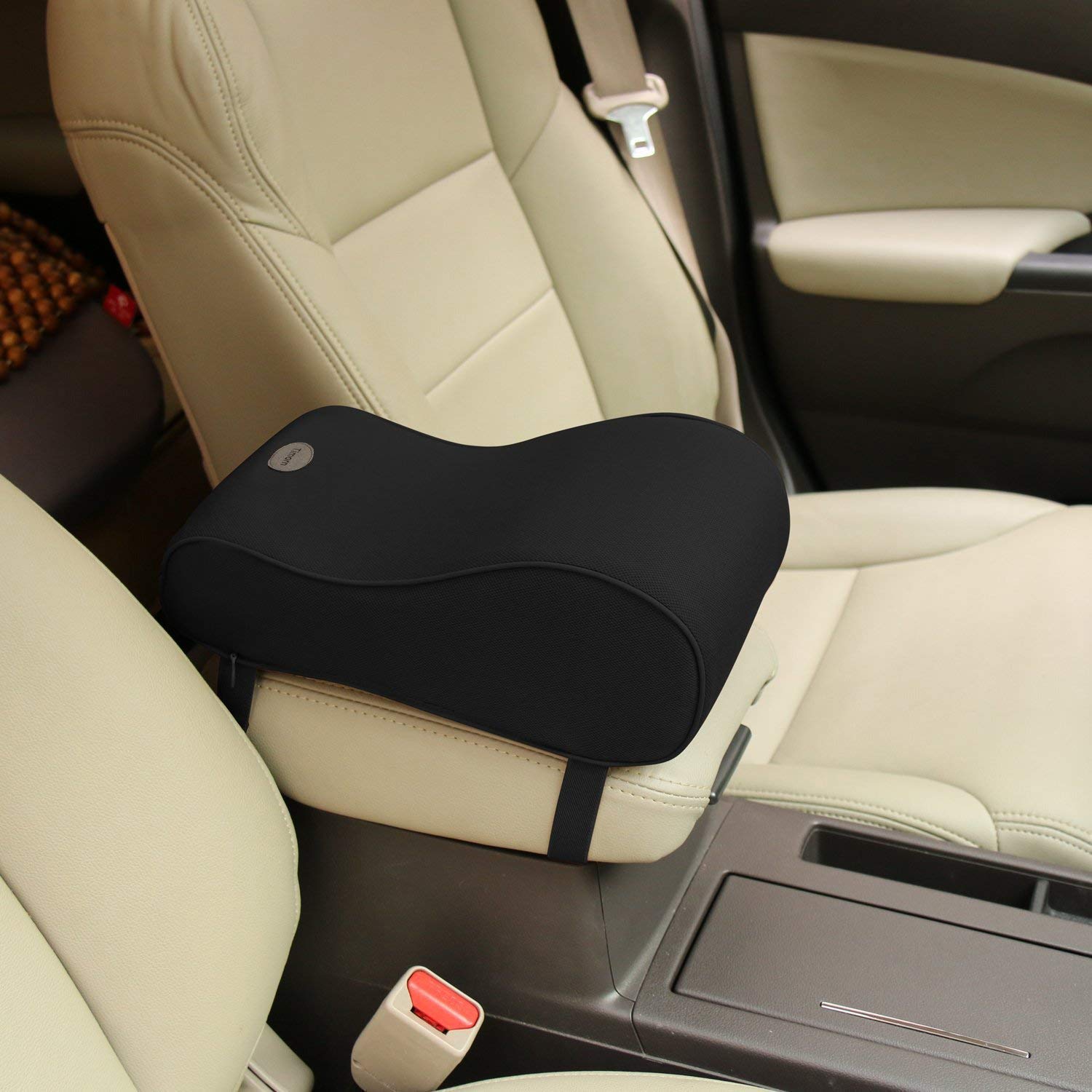Timorn Memory Foam Car Armrest Cushion - Black Comfort Pillow for Center Console Support | Ergonomic Driving Comfort for Long Trips & Commutes