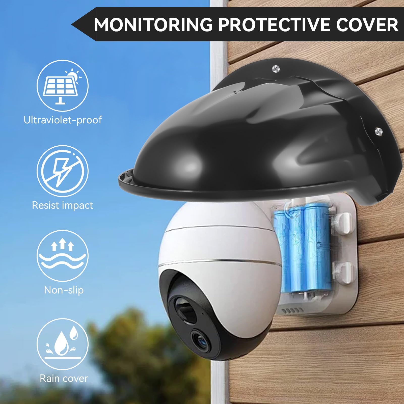 Universal ABS Plastic Sun & Rain Shade Cover for Outdoor Security Cameras - Weatherproof Camera Shield Protector (Black) | Ideal for Home Surveillance, Backyard Monitoring & Weather Protection