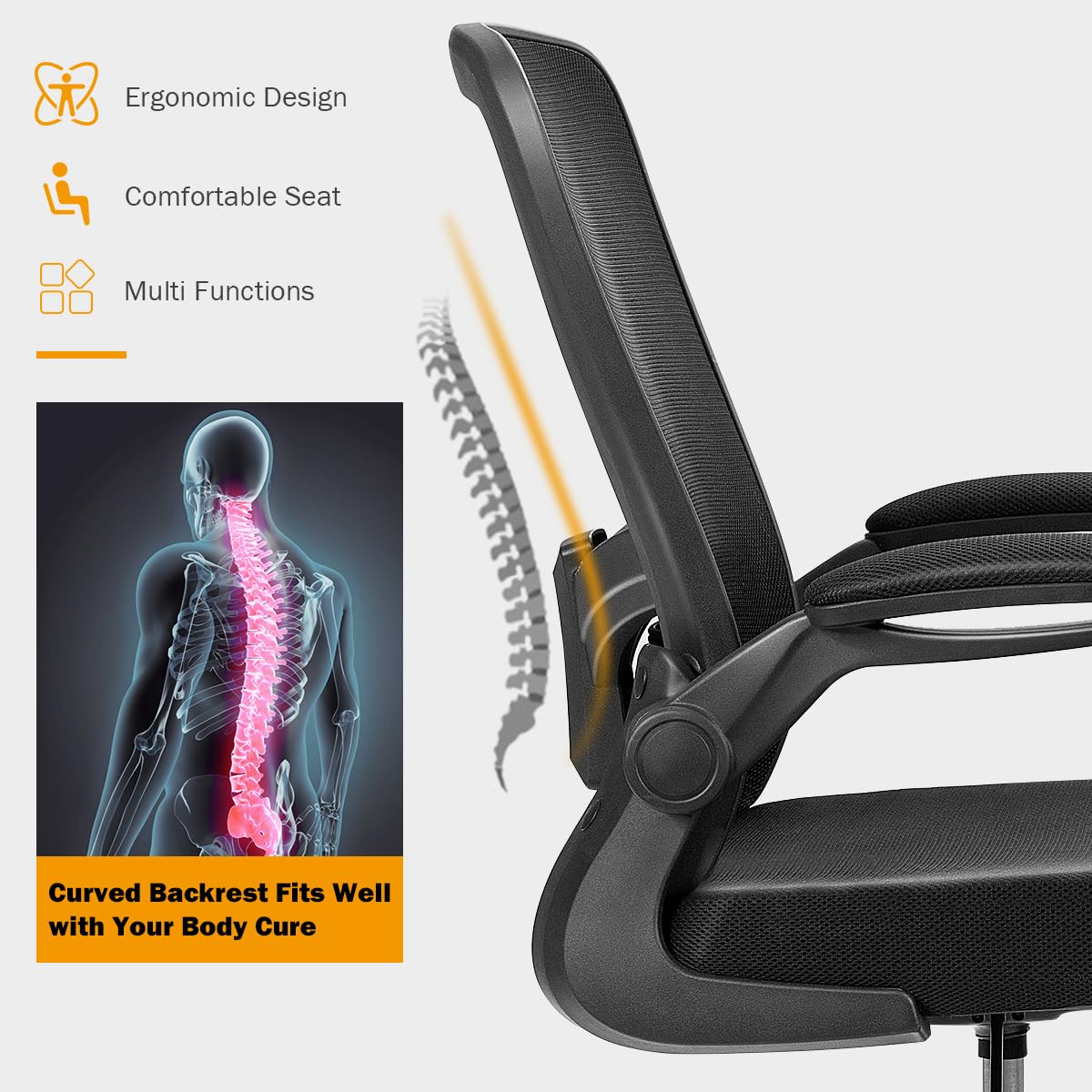 Giantex Ergonomic High Back Drafting Chair with Footrest - Adjustable Height, Flip-Up Armrests & Lumbar Support - Mesh Office Chair for Architects, Designers & Tall Users - Perfect for Home Office, Studio & Computer Workstations