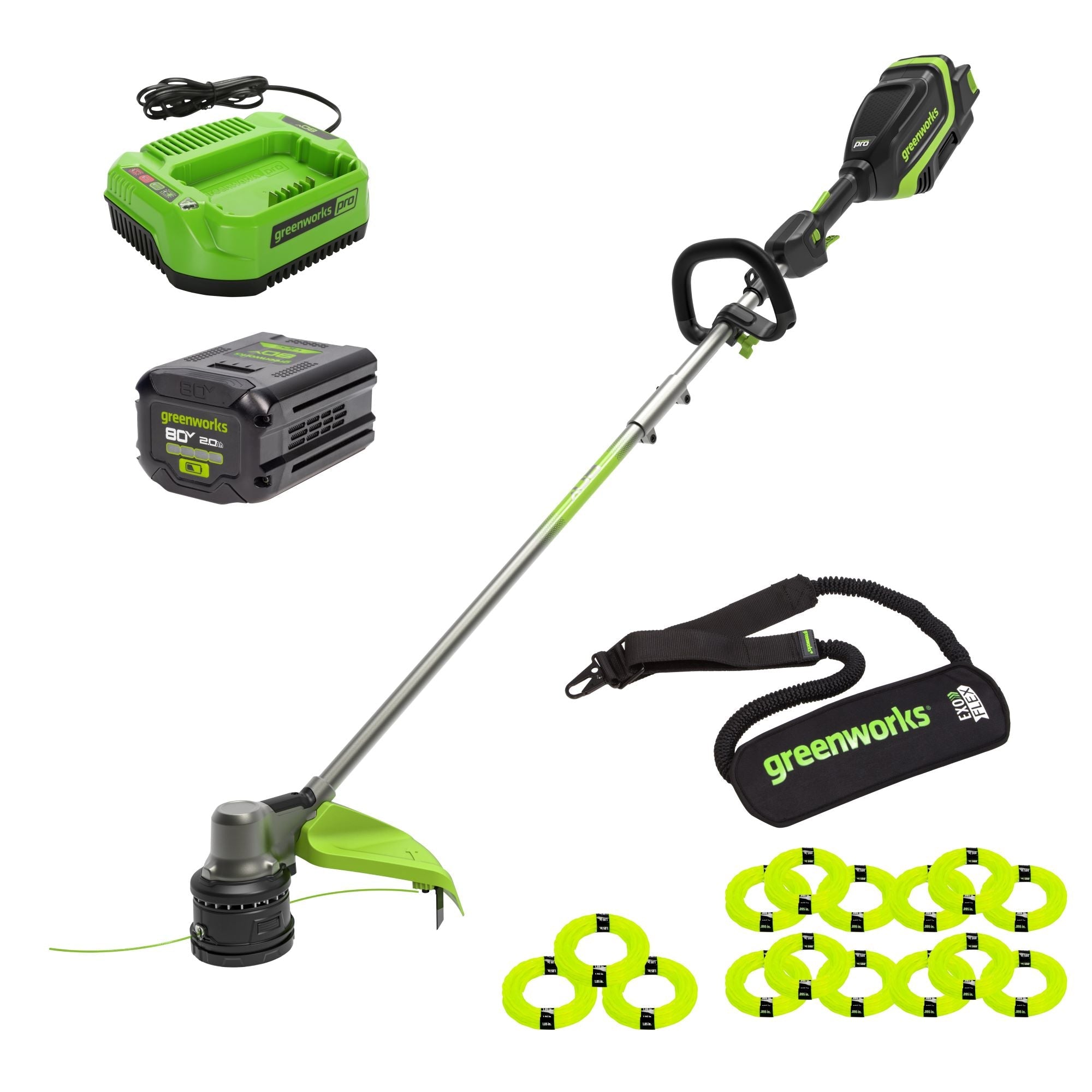 Renewed 80V 17-Inch Brushless String Trimmer with Shoulder Strap - Includes Precut Line, 2.0Ah Battery & Charger | Perfect for Lawn Care, Yard Maintenance & Landscaping