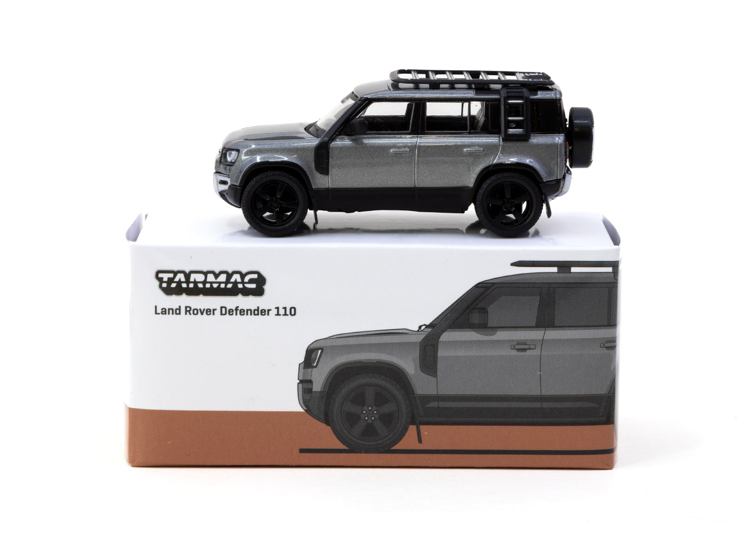 Tarmac Works 1/64 Scale Land Rover Defender 110 Diecast Model Car - Grey Metallic Finish | Collectible Miniature SUV for Display & Diorama | Perfect for Car Enthusiasts & Model Collectors