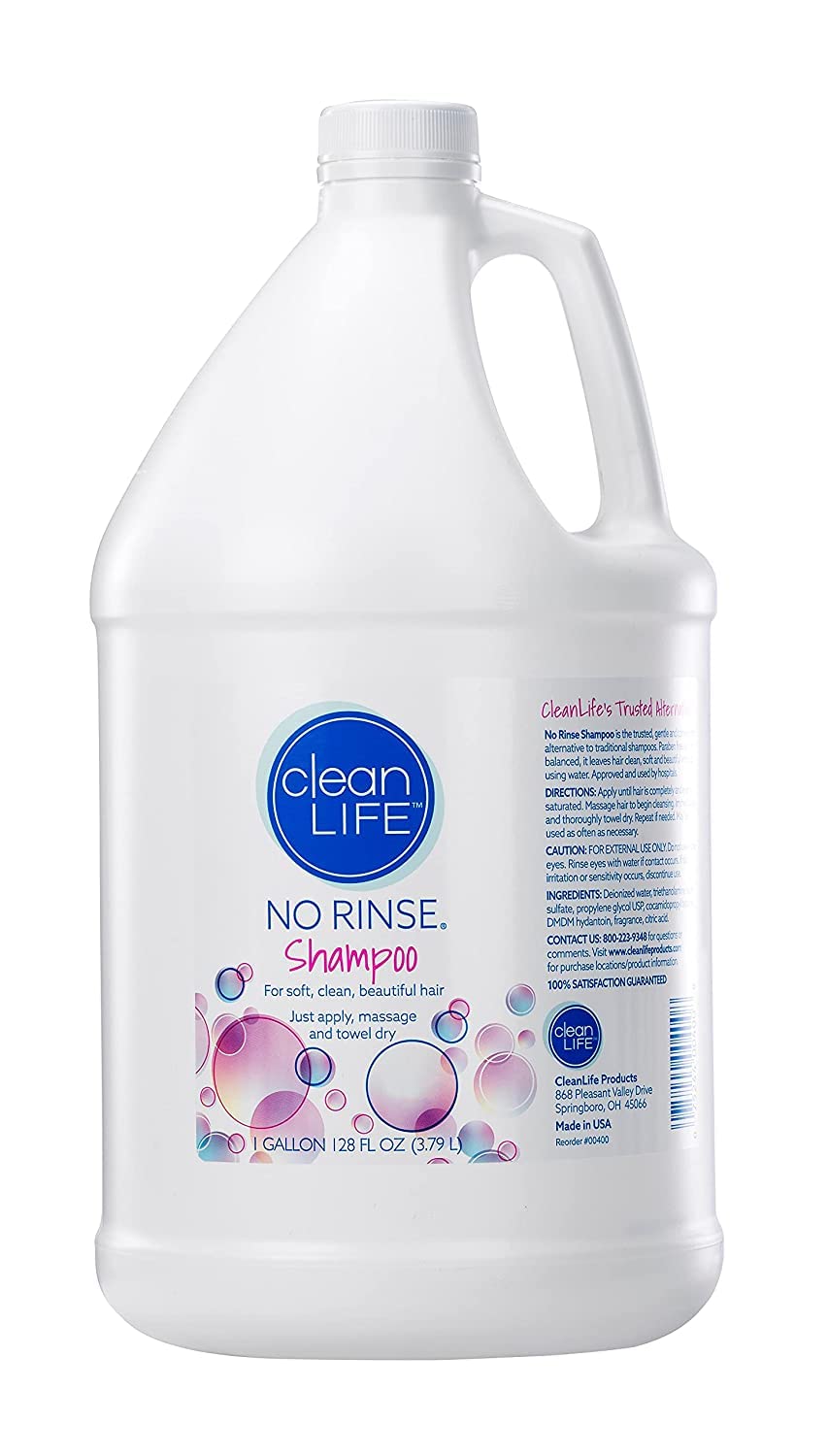 No Rinse Shampoo for Adults & Seniors - 1 Gallon Refill Size | Waterless Dry Shampoo for Hair Care, Bed Bath & Travel | Ideal for Hospitals, Nursing Homes & Camping