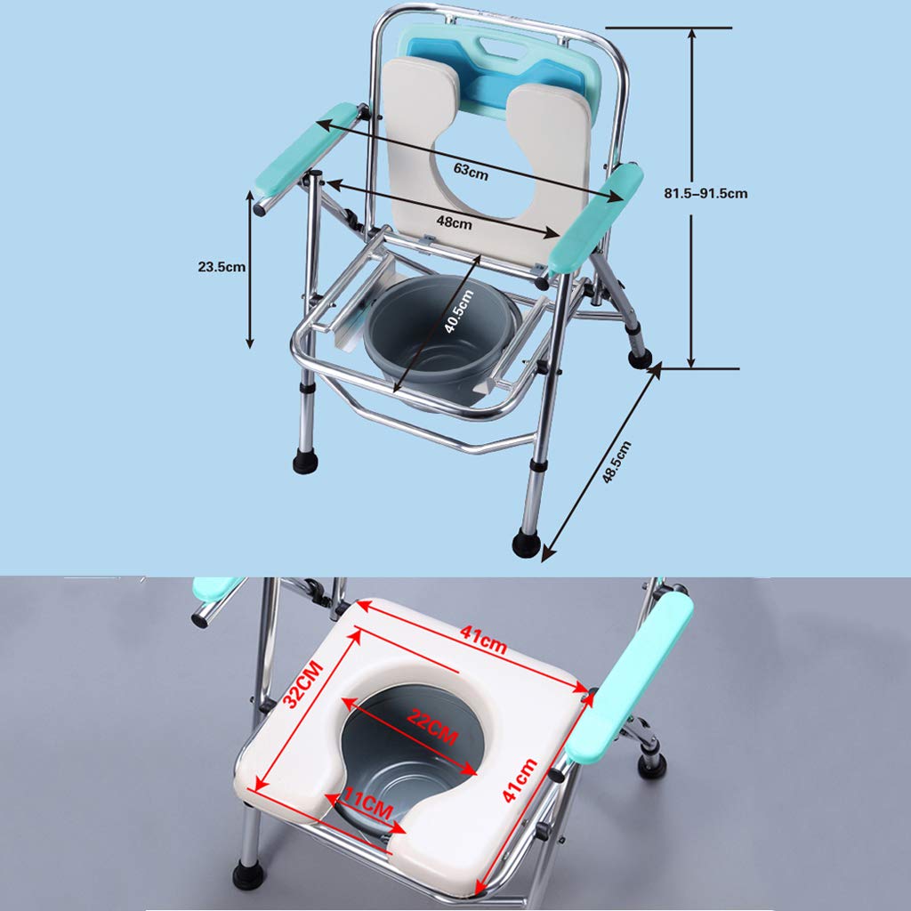 3 in 1 Bedside Commode Toilet Chair - Adjustable Height Medical Shower Stool with Padded Seat & Non-Slip Arms - Elderly Safety Frame for Bathroom, Bedroom & Mobility Assistance