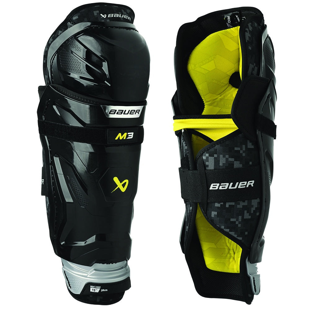 Bauer Supreme M3 Intermediate Ice Hockey Shin Guards - Youth & Adult Protective Gear for Hockey Players - Perfect for Games, Practice & Training Sessions
