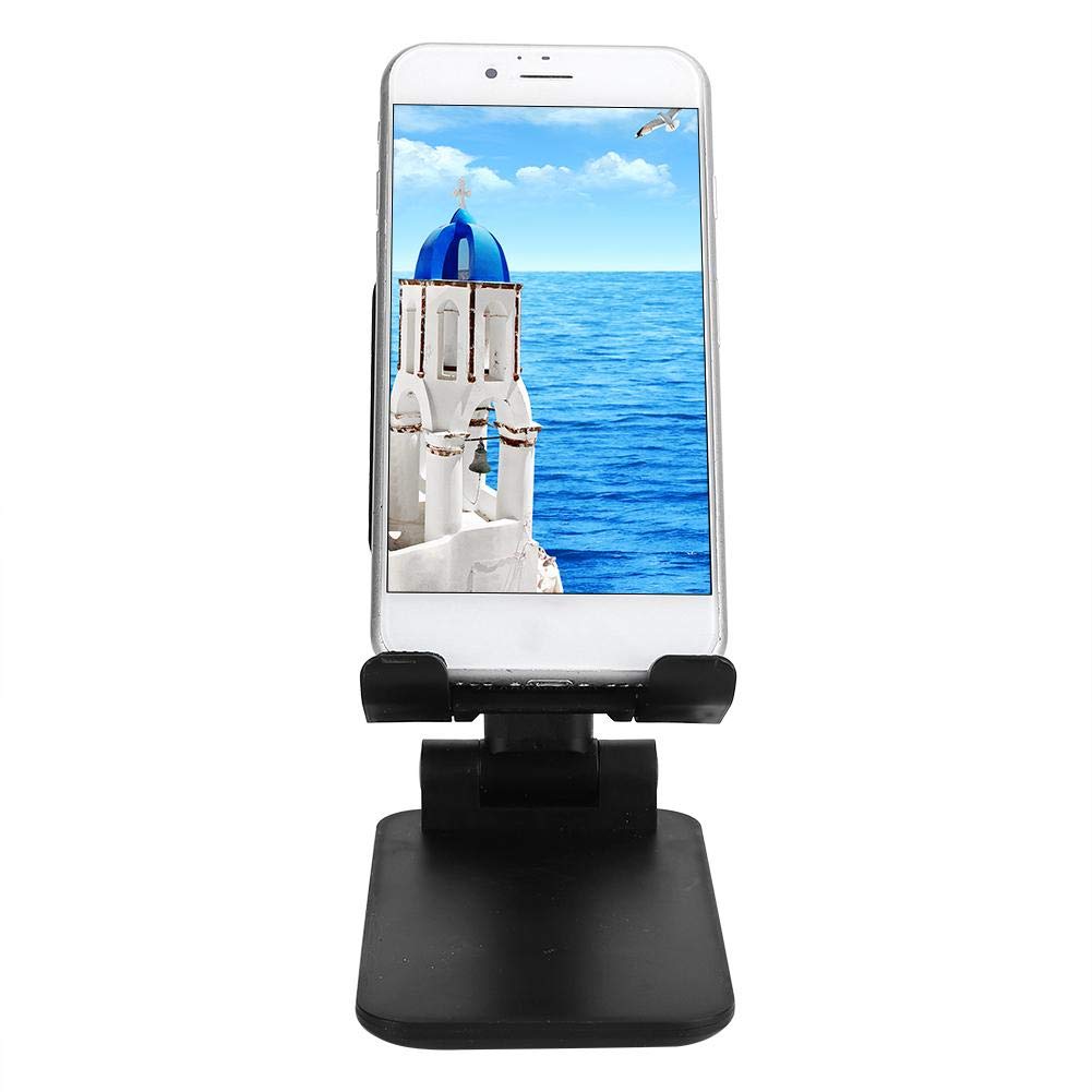 Zopsc Aluminum Alloy Phone Stand - Foldable & Durable Mobile Phone Holder for Desk, Tabletop - Perfect for Watching Videos, Video Calls & Hands-Free Viewing (Black)