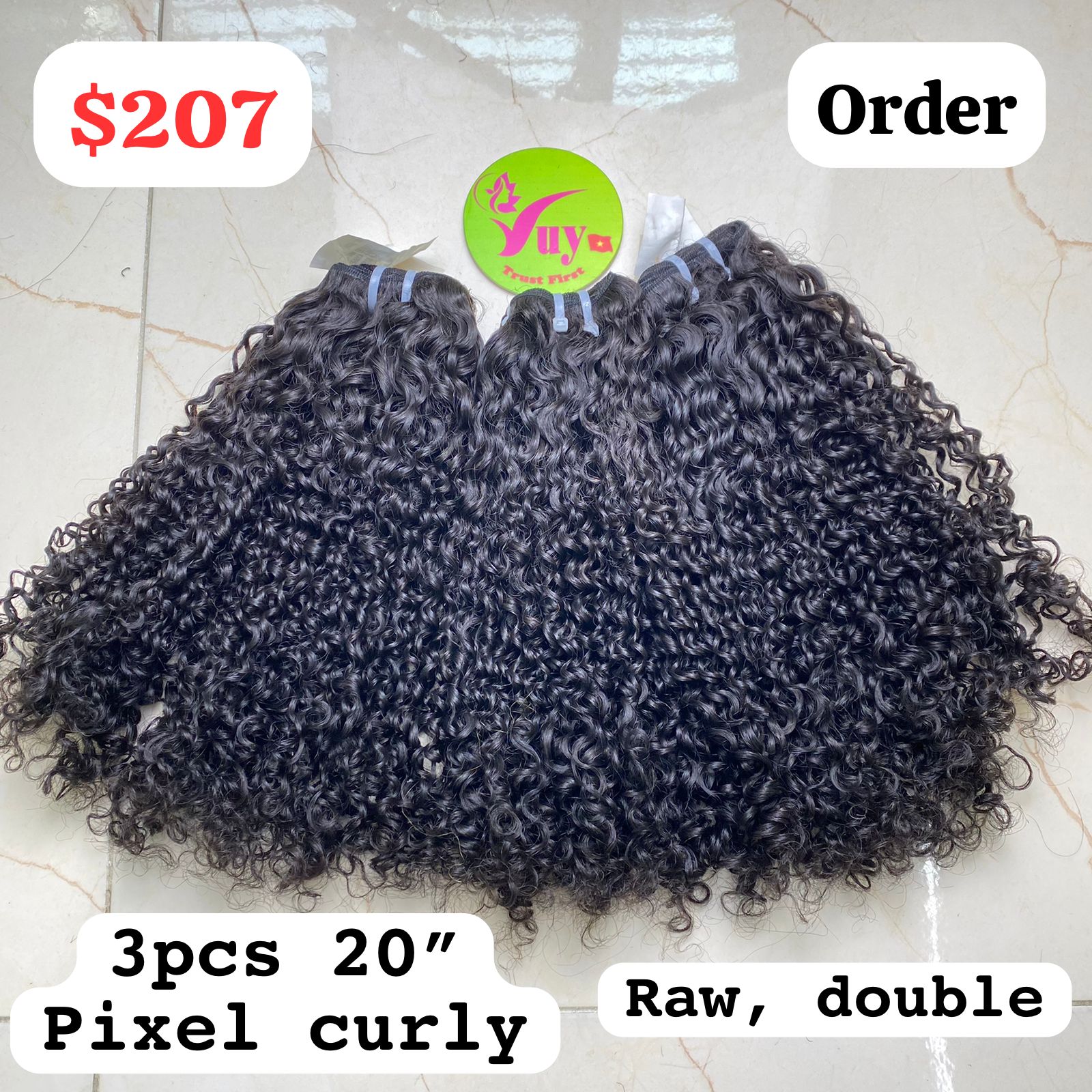 3-Pack 20-Pixel Curly Raw Hair Extensions for Women - Natural Look for Daily Wear, Parties & Special Occasions