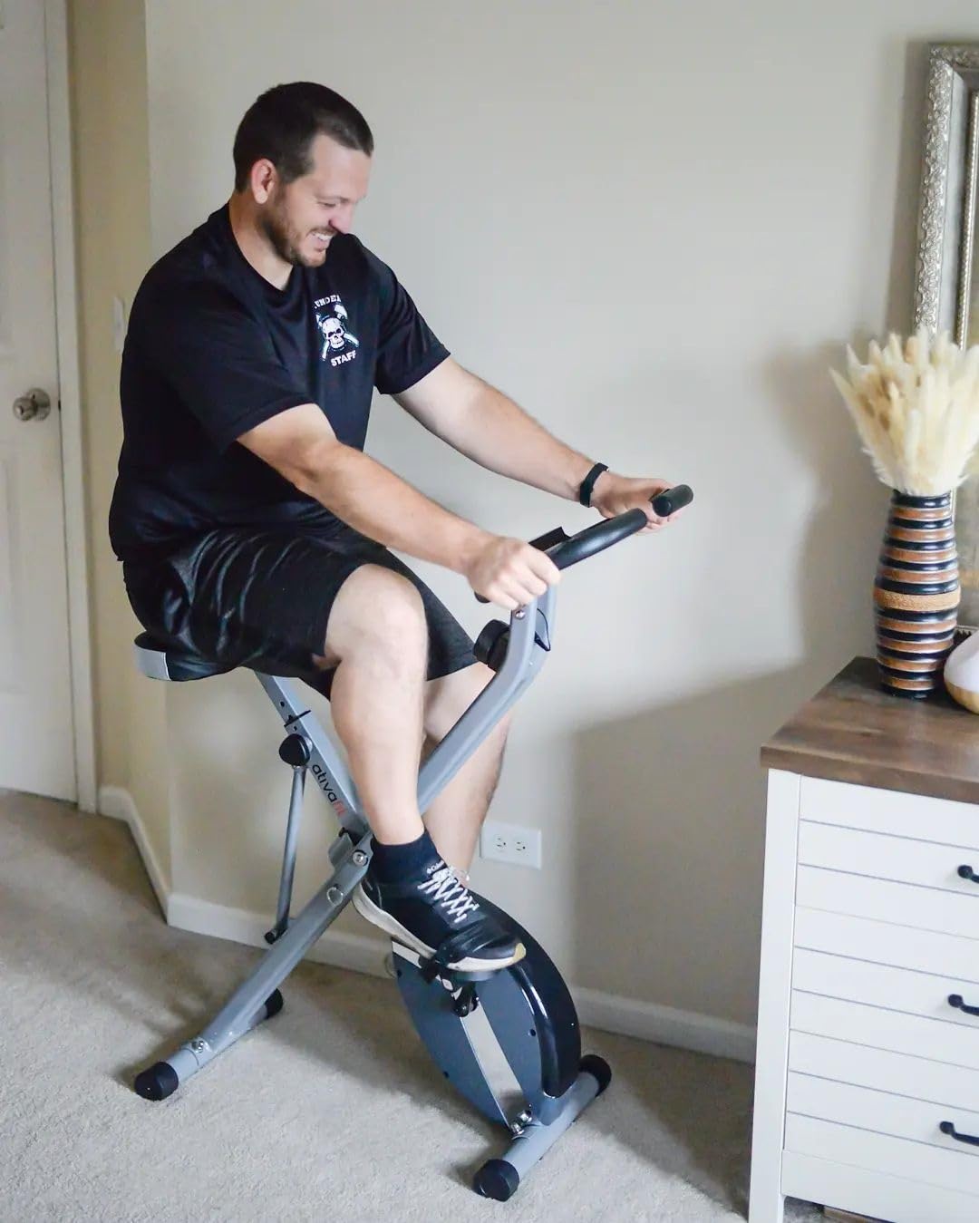 ATIVAFIT Foldable Magnetic Exercise Bike - 3-in-1 Upright & Recumbent Indoor Cycling Bike with Resistance Bands | Home Gym Equipment for Cardio, Weight Loss & Full-Body Workout