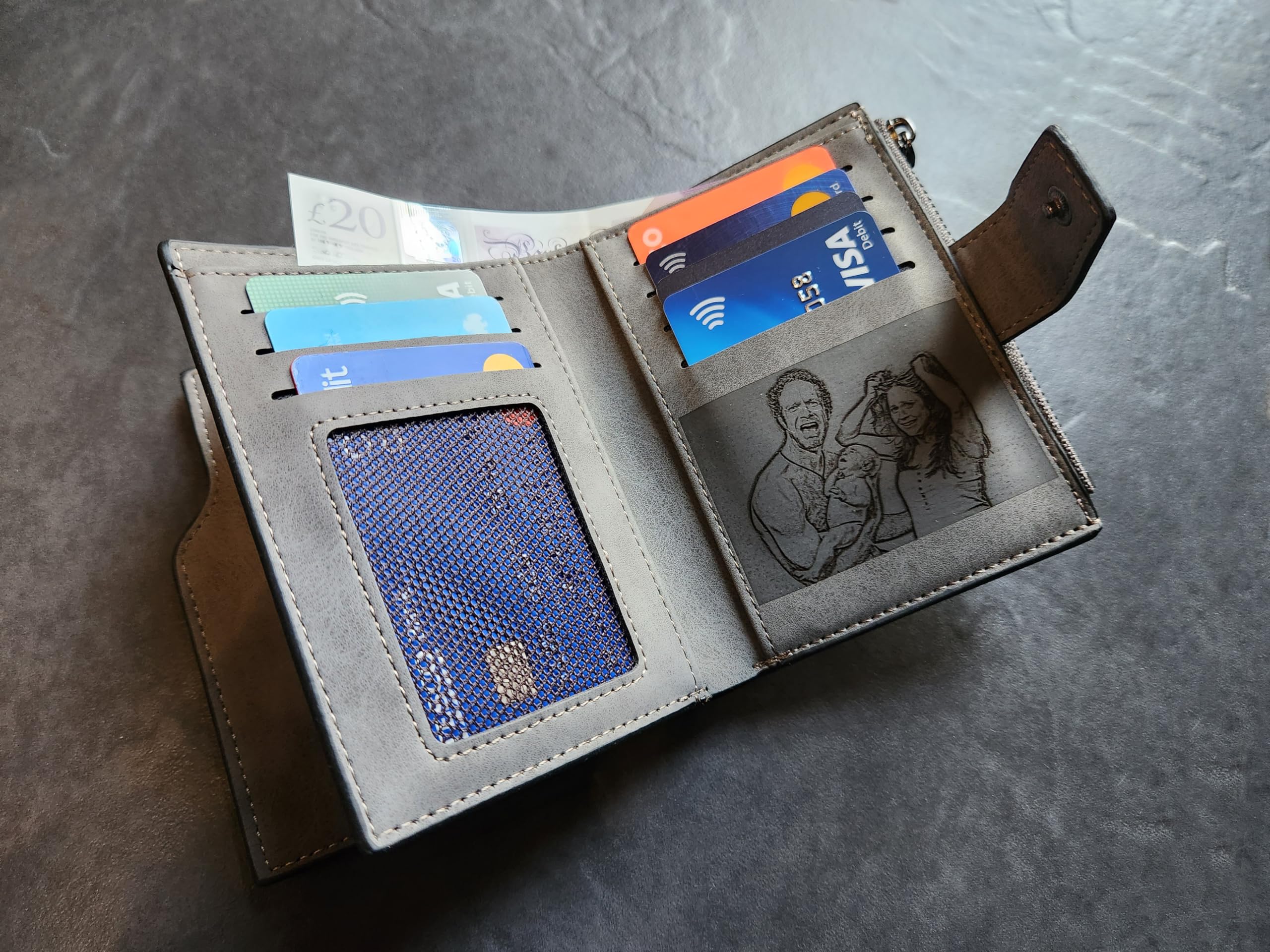 Personalized Photo Wallet for Women & Men - Custom Engraved Vegan Leather Zipper Purse - Unique Gift for Sister, Wife, Mum (Birthday, Anniversary) - Perfect for Everyday Use & Special Occasions
