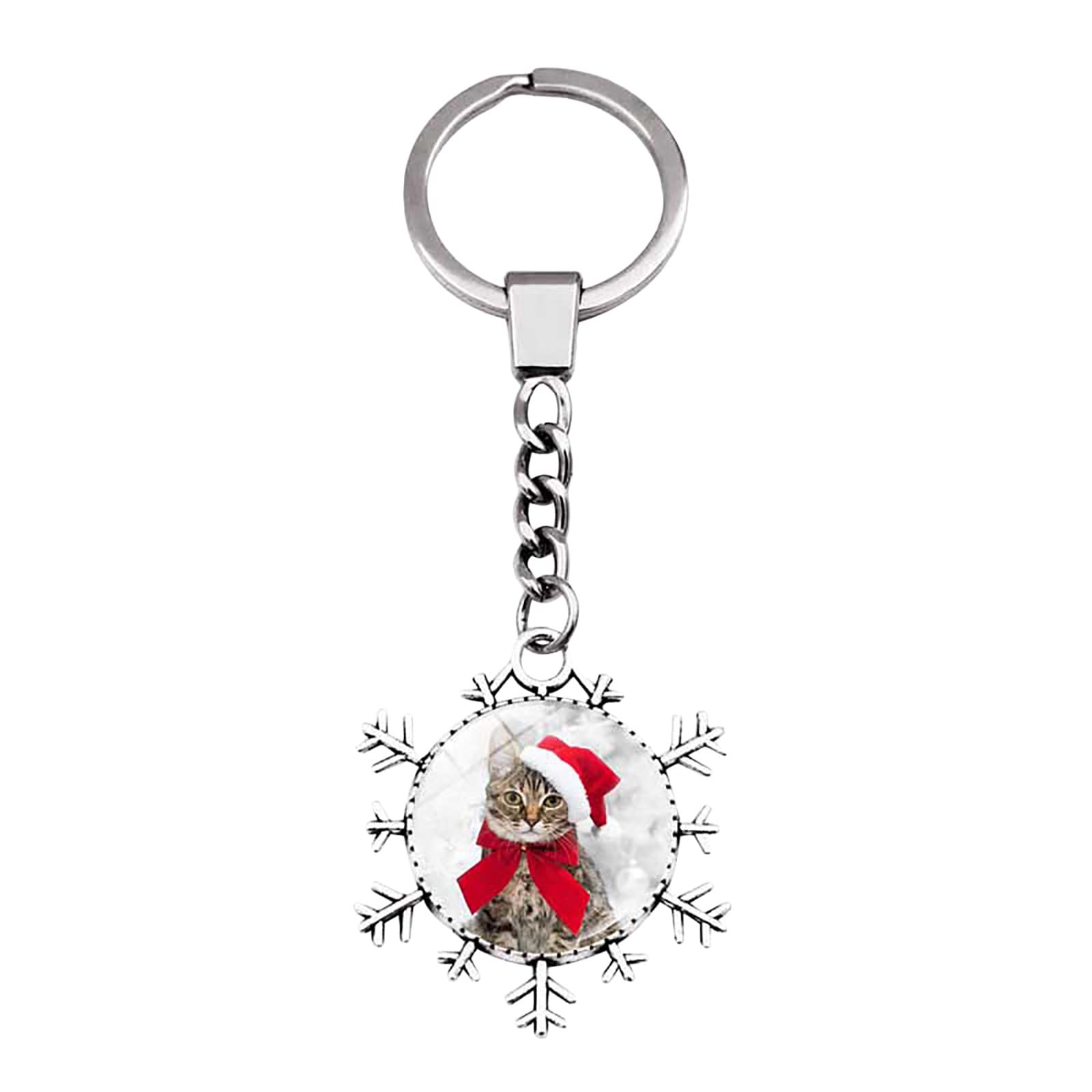Creative Snowflake Pendant Keychain - Christmas Pet Jewelry Keychain JE-195 for Holiday Gifts & Winter Accessories