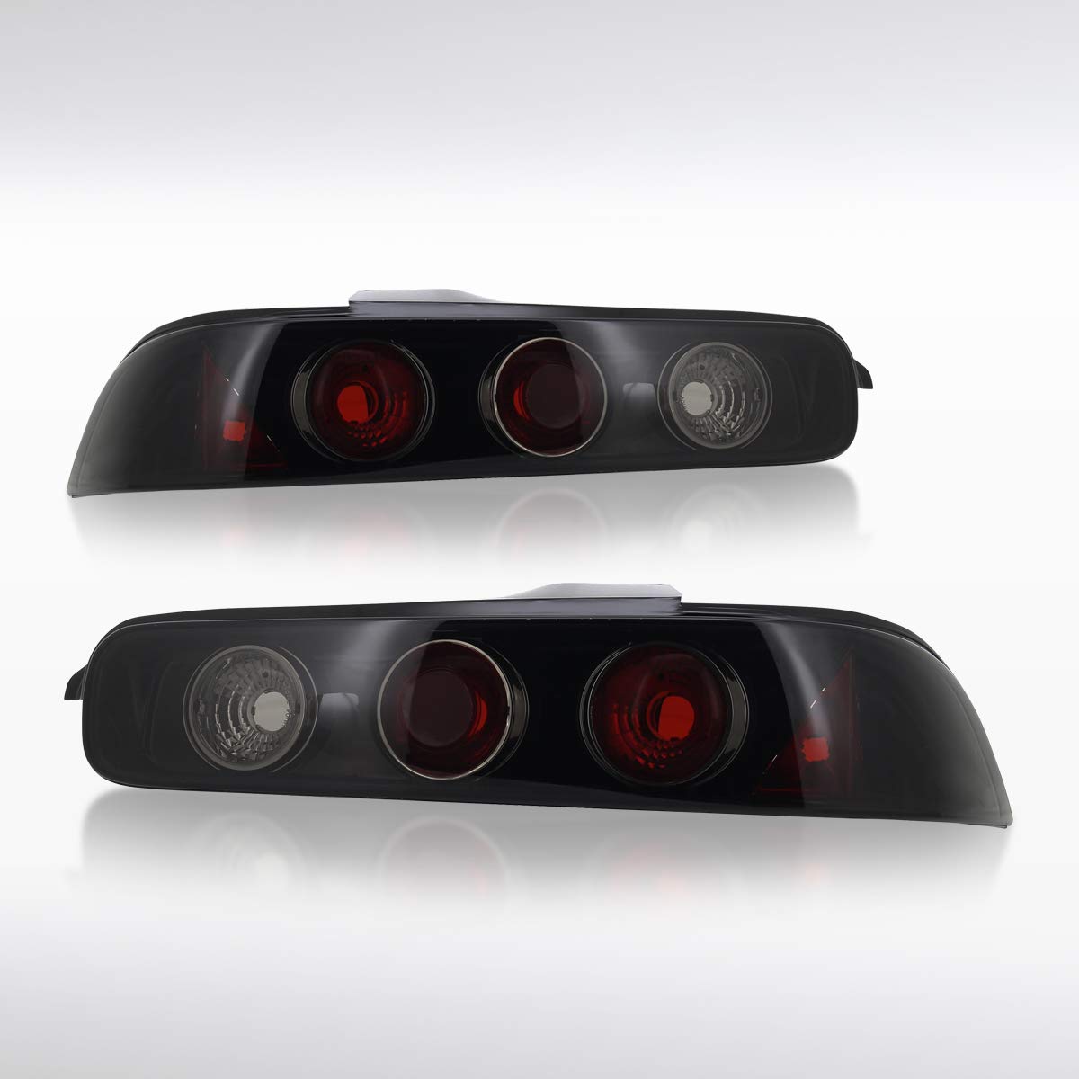 1994-2001 Acura Integra 2Dr LED Tail Lights - Glossy Black Housing with Dark Smoke Lens - Left & Right Pair Assembly - Enhanced Visibility & Style for Night Driving & Car Shows