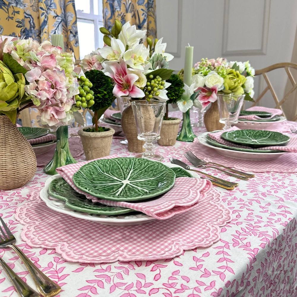 Bettina Placemat Set of 4 - Pink Gingham Cotton Table Mats for Dining Room, Kitchen, and Picnic - Washable & Durable Place Settings for Home Decor